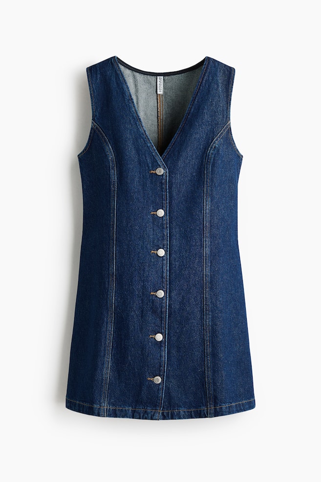 Denim mini dress - Dark denim blue - 1