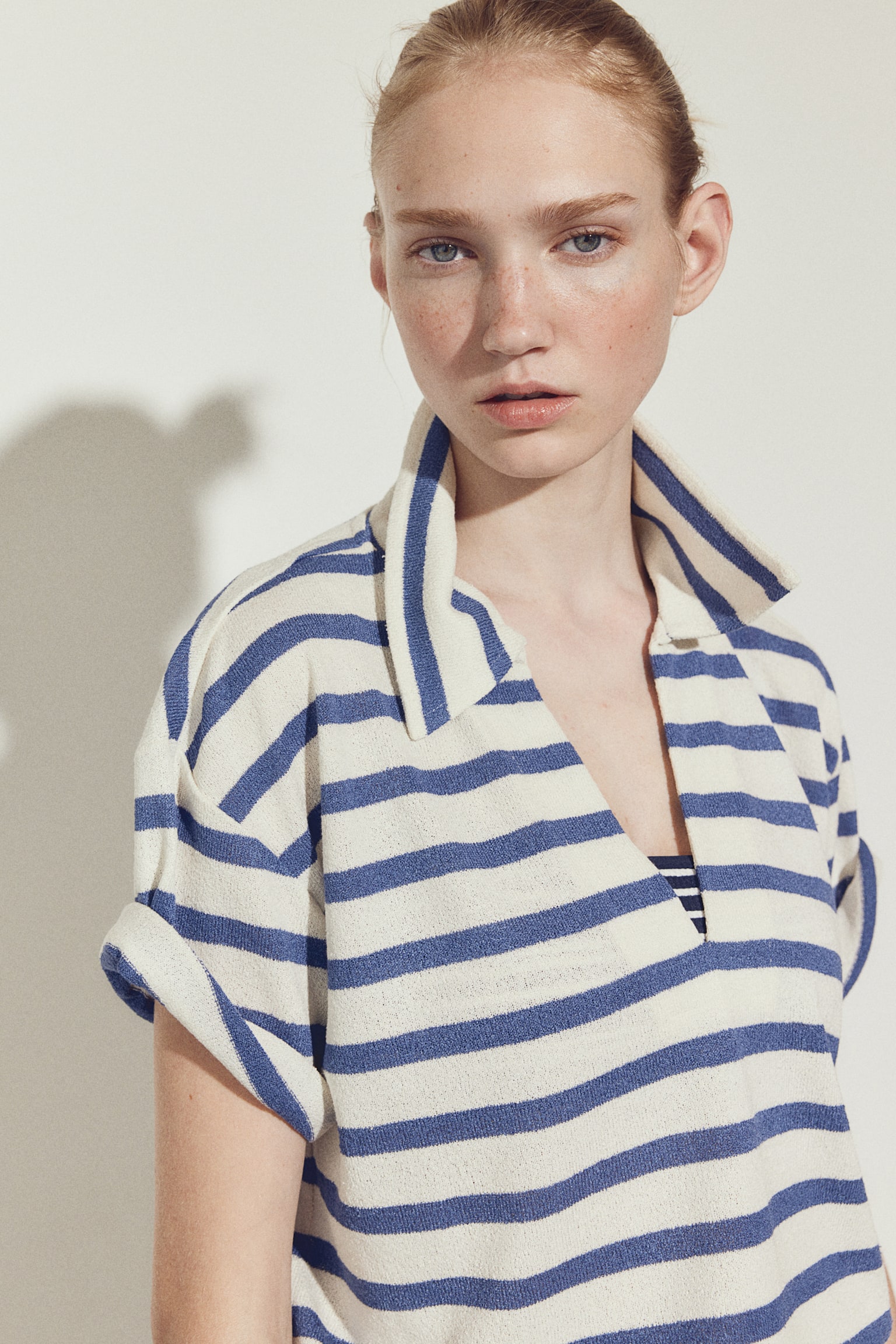 Collared Top - White/Blue stripe/Light blue/Sage green/Cream/Black stripe - 6