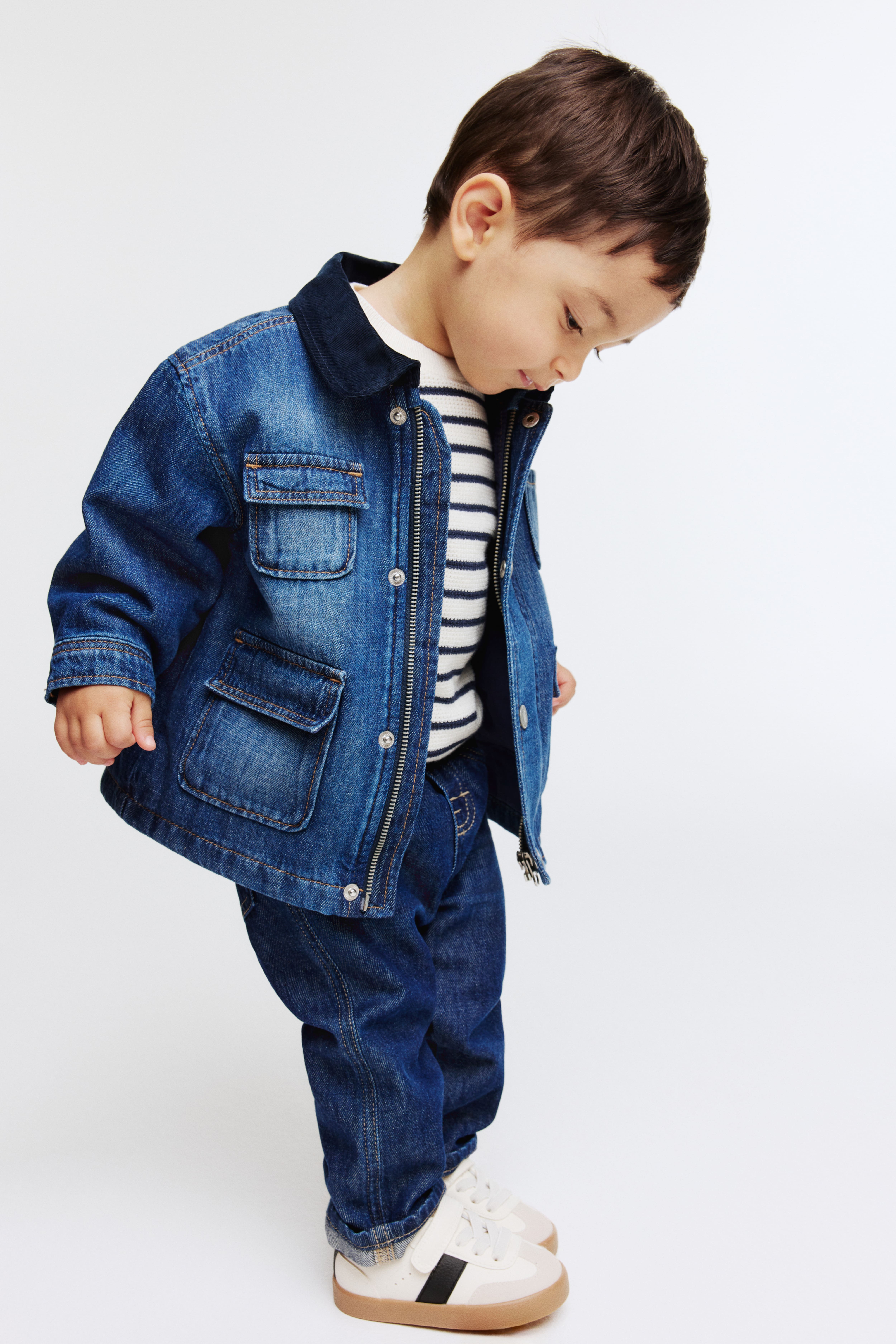 Veste en denim avec col velours côtelé