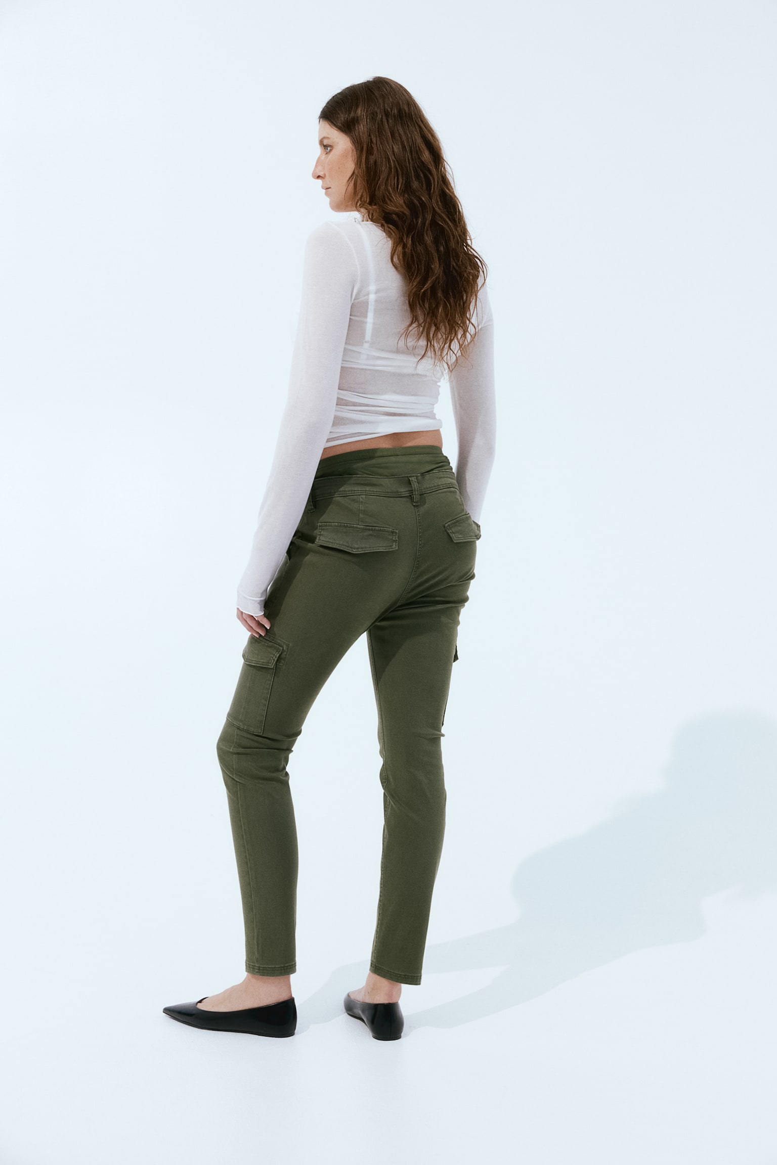 MAMA Skinny Cargo Pants - Khaki green - 4