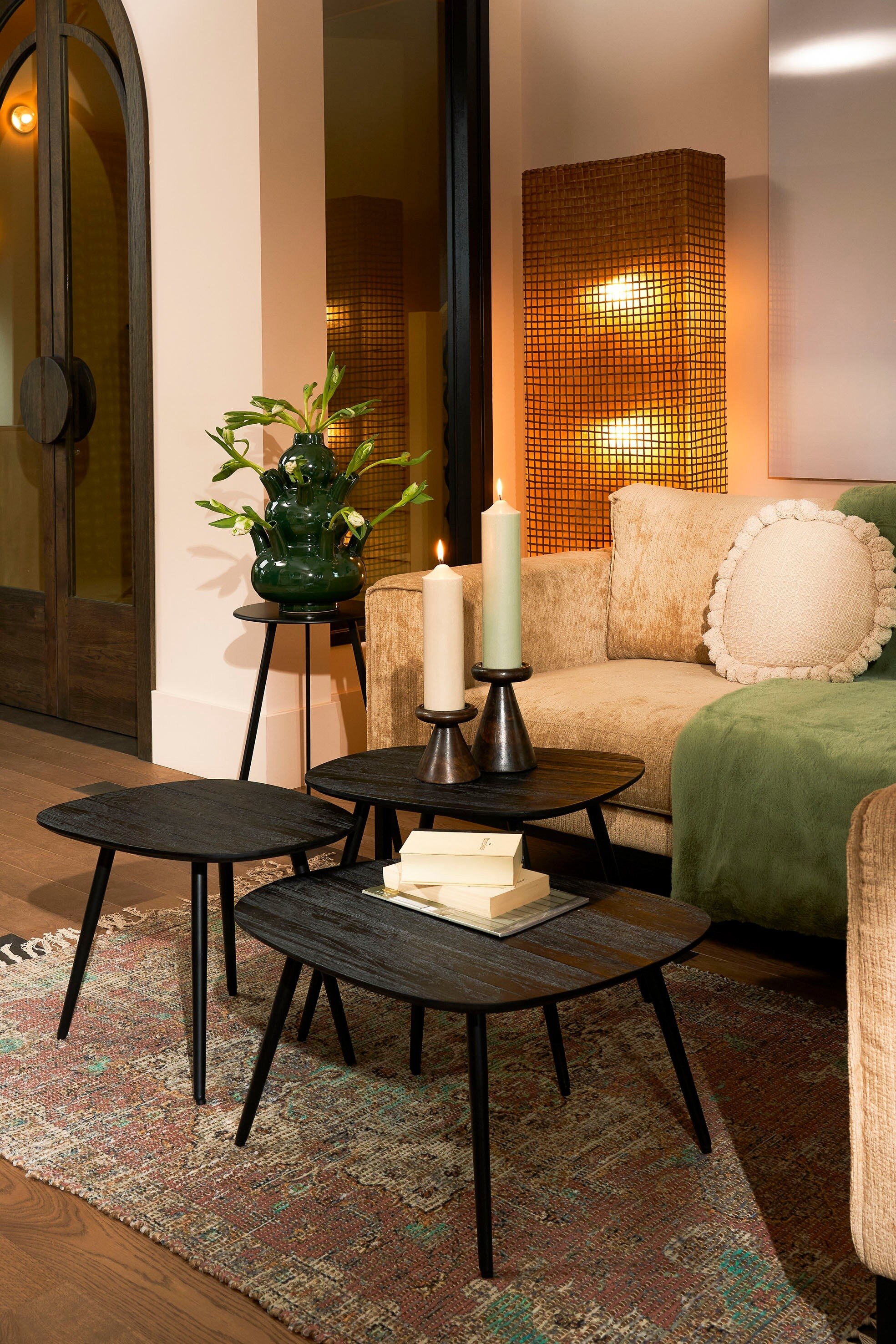 Mesa De Apoio Em Madeira Reciclada - Preto/Marrom