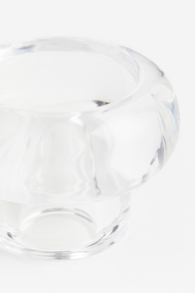Glass candle holder - Transparent/Light beige/Dark grey - 4