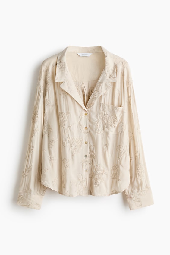 Женские рубашки H&M Embroidered Viscose Resort Shirt