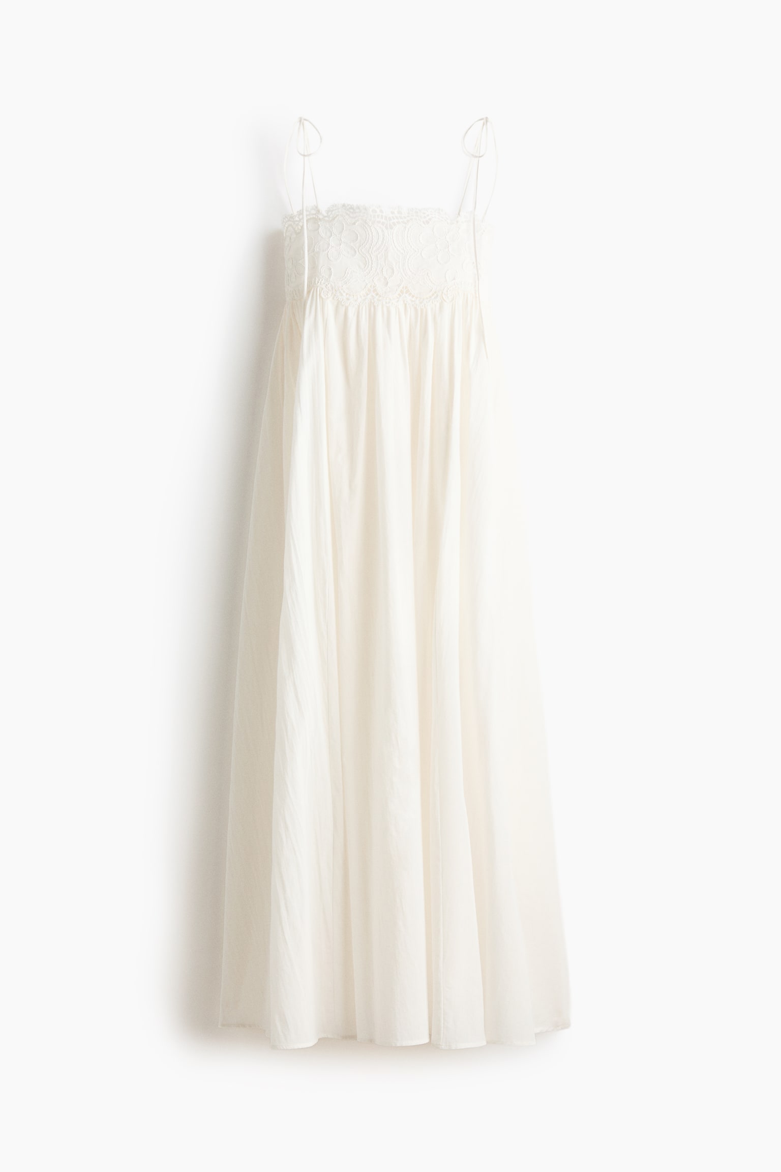 Embroidery-detail tie-strap dress - Cream - 1