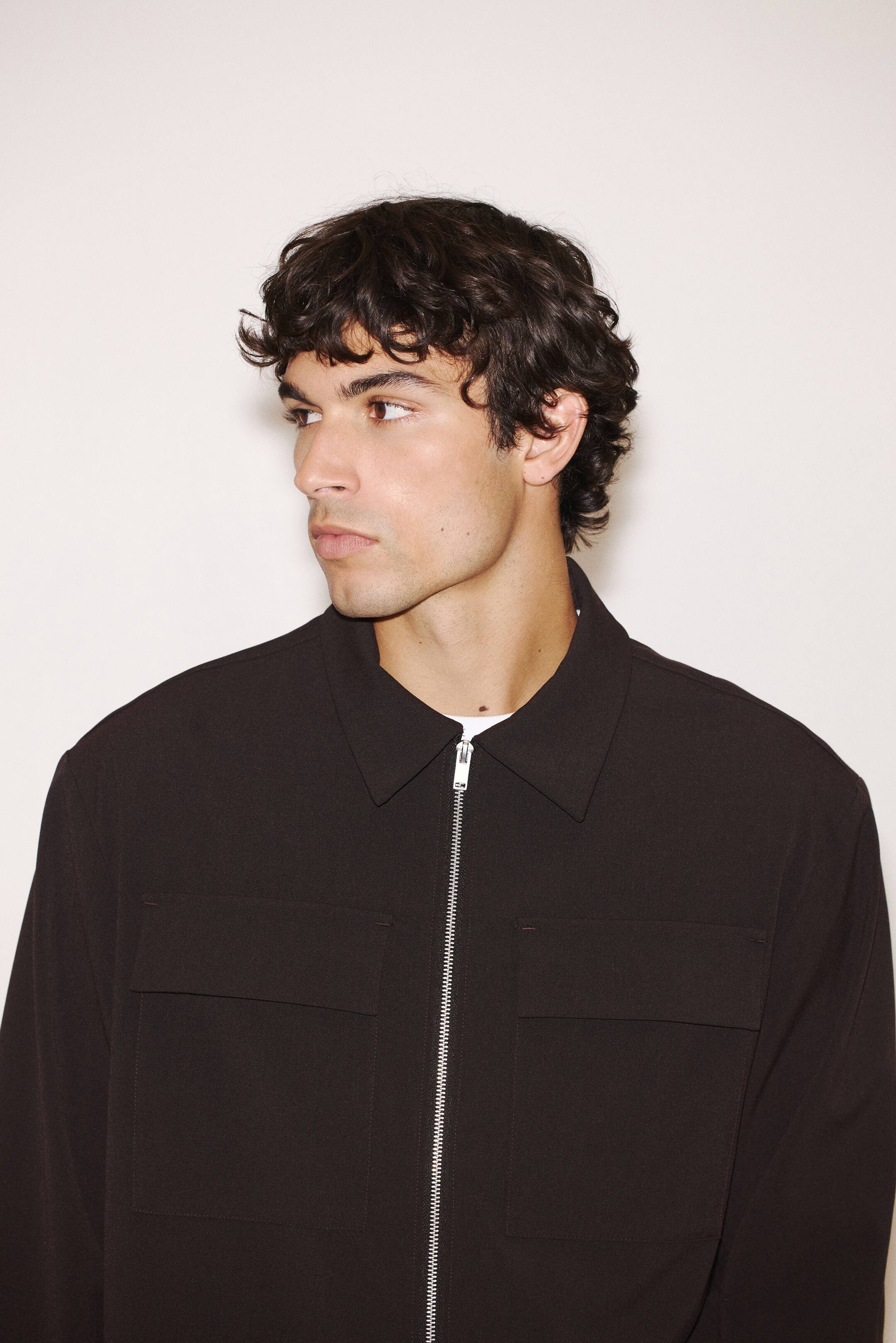 View larger image: Four-way Stretch Regular Fit Overshirt - Dark brown - Men | H&M 1