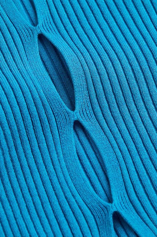Rib-knit cut-out top - Bright blue - 4