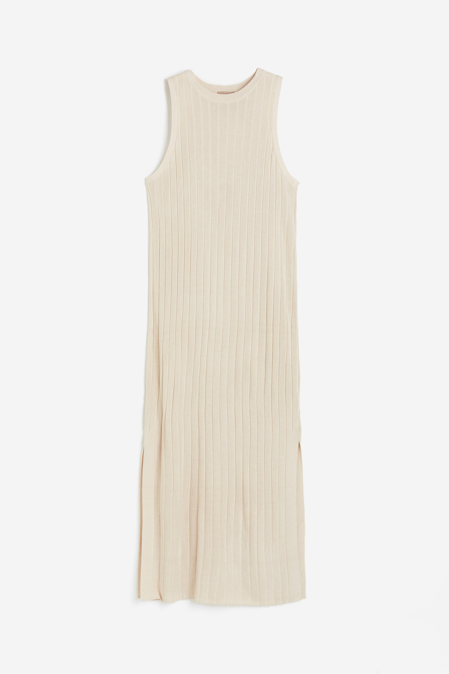 Rib-knit dress - Light beige - 1