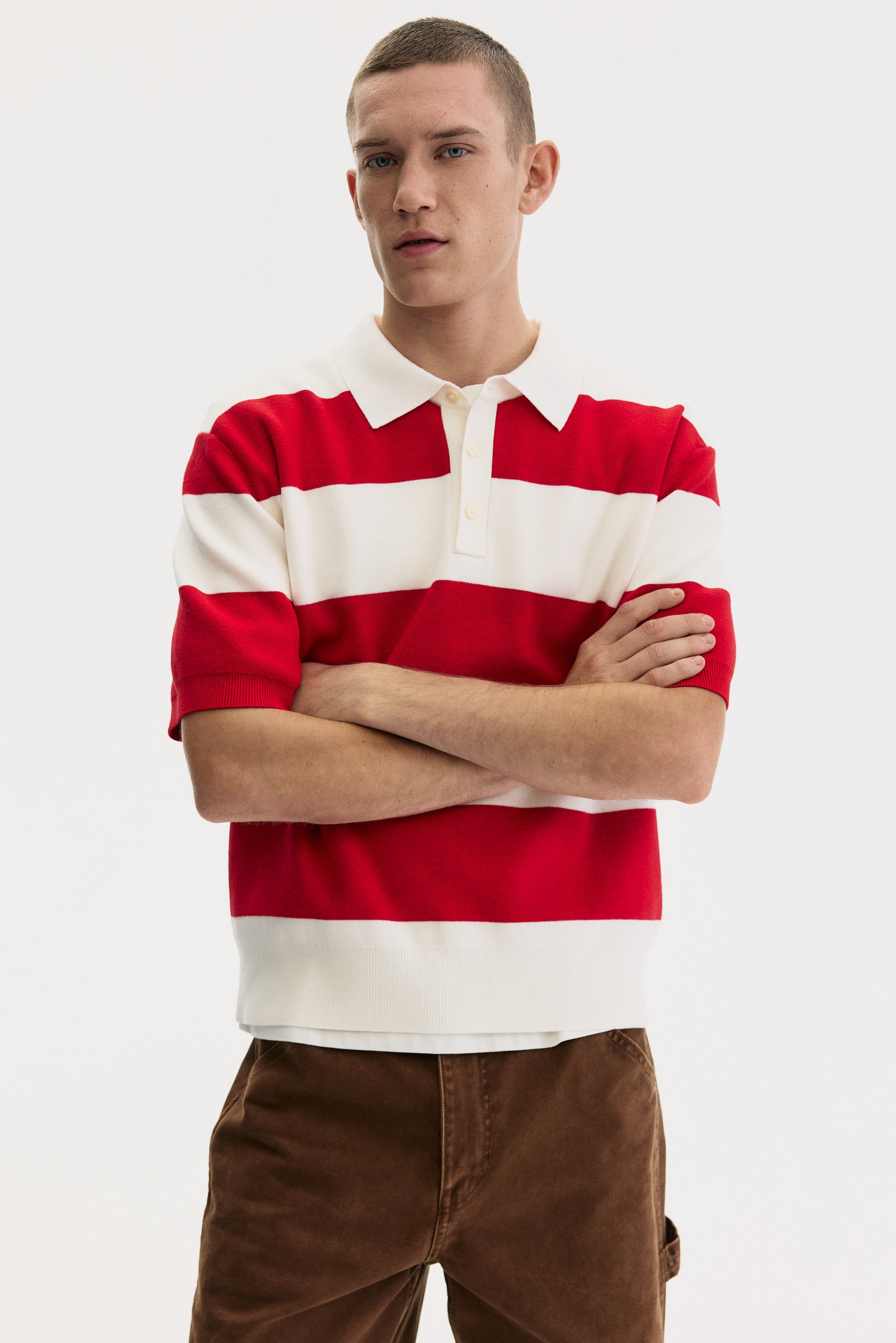 Regular-Fit Polo Shirt - Bright red/striped/Navy blue/Striped/Burgundy/Striped