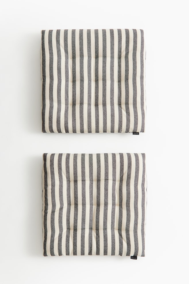 2-pack outdoor seat cushions - Dark grey/Striped/Beige/Striped - 1