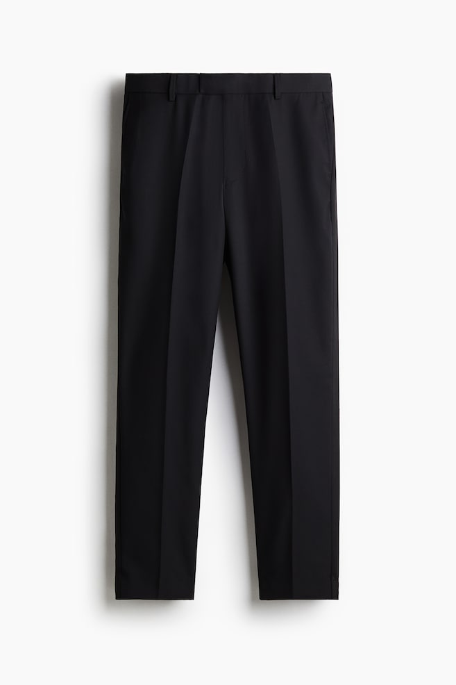 Slim Fit Wool-blend tuxedo trousers - Black - 1