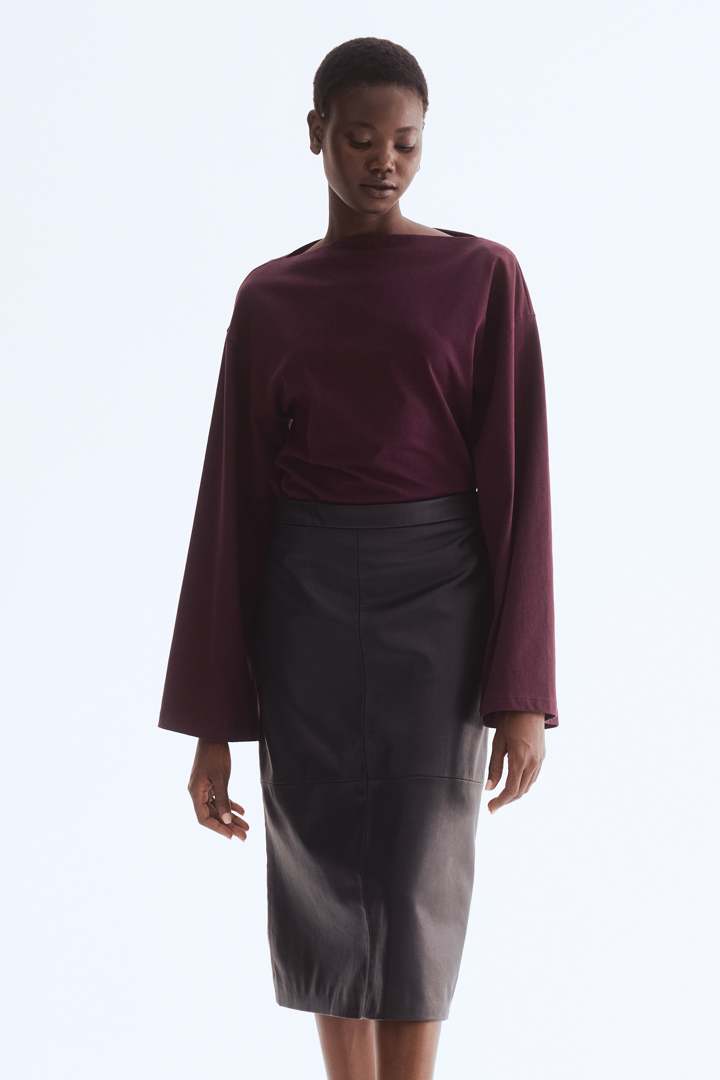 Women's Black Boat-Neck Cotton Top | H&M CA