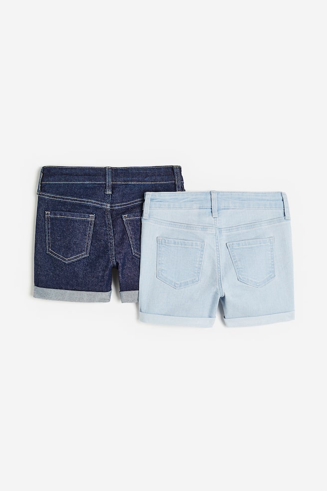 2-pack denim shorts - Light denim blue/Denim blue/Light pink/Light denim blue/White - 3