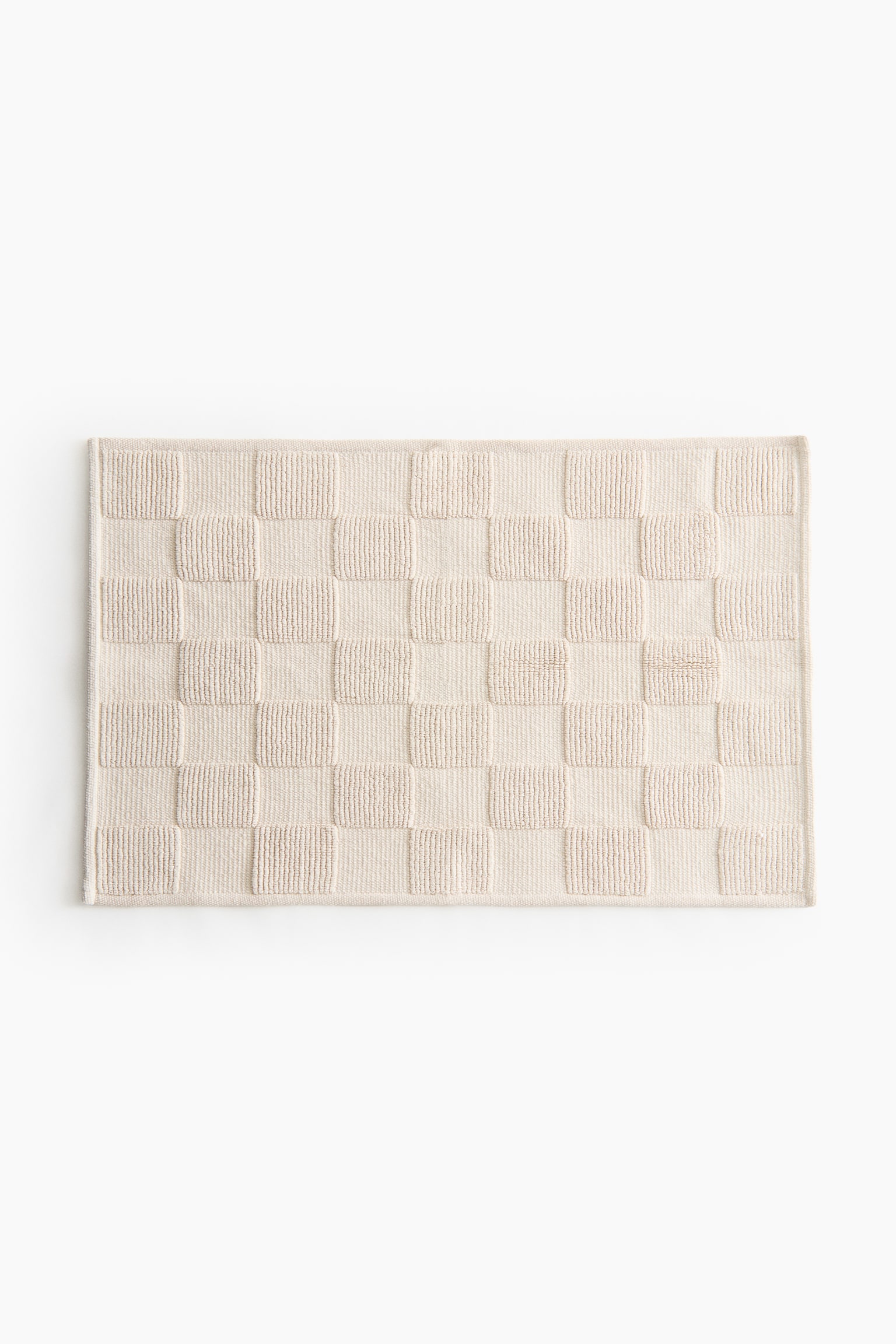 Checked bath mat - Light beige/White - 2