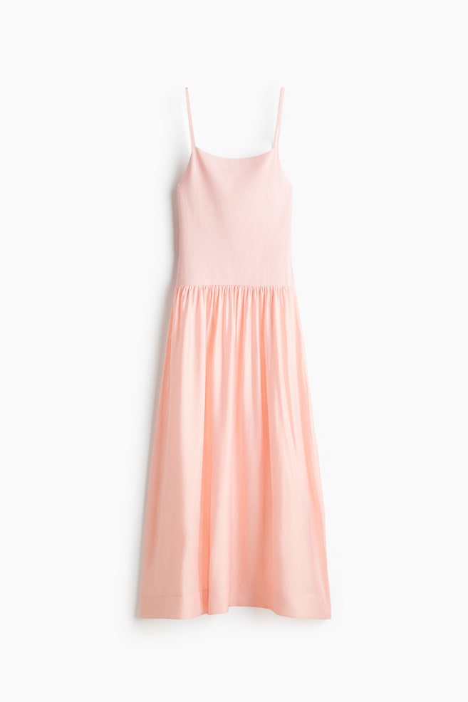 Jersey strappy dress - Light pink/Burgundy - 1