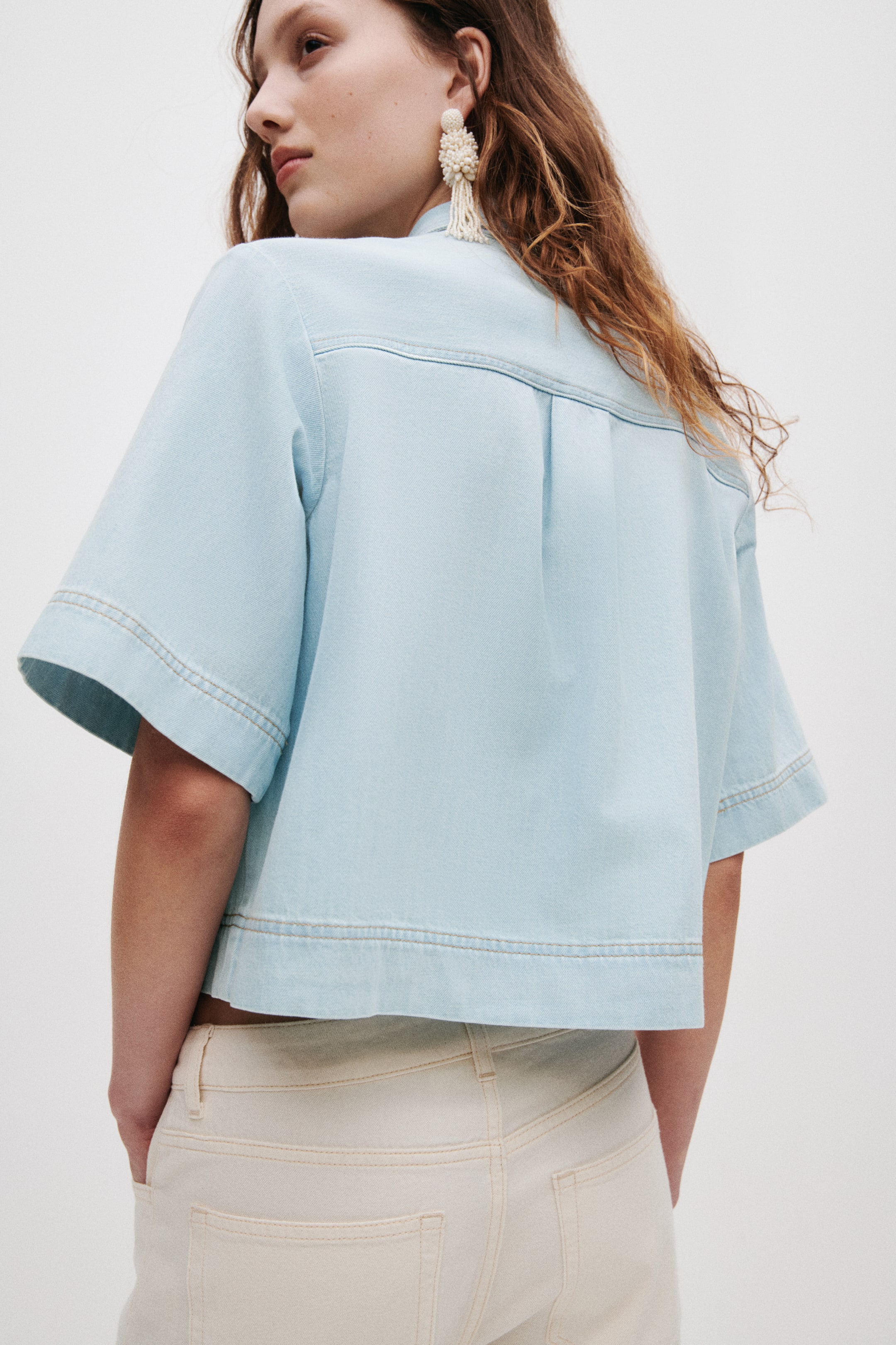 Chemise à manches courtes en denim