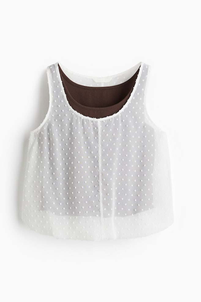 Plumeti vest top - White/Dark brown - 1