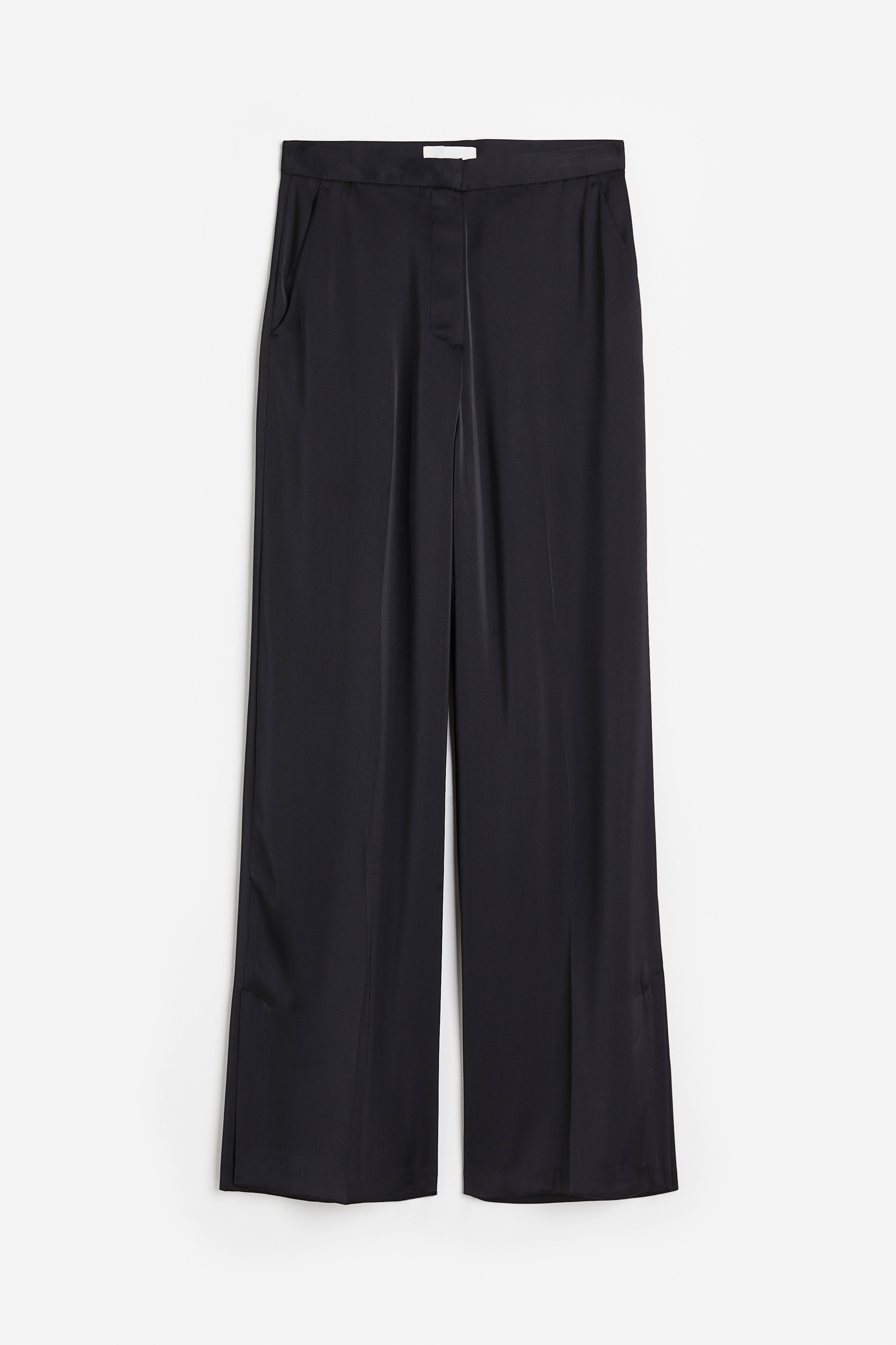 Wide leg Satin Pants Black Ladies H M CA