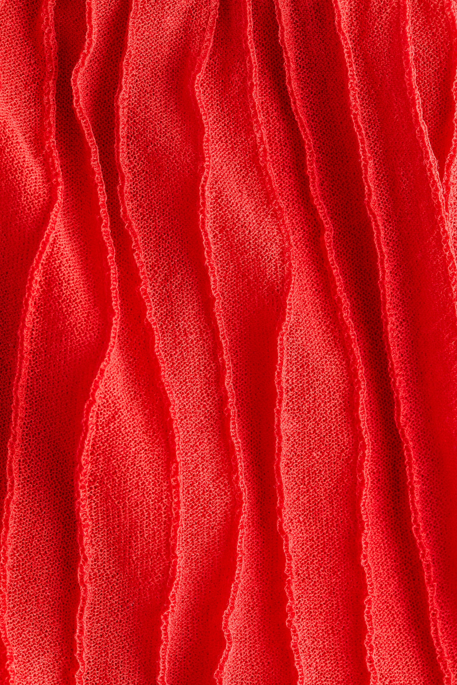 Tiered fine-knit dress - Bright red - 2
