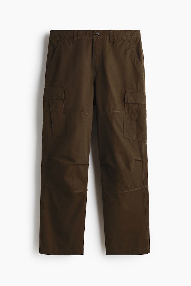 Relaxed-Fit Cotton Cargo Pants - Dark khaki green/Black/Light beige/Khaki green - 1