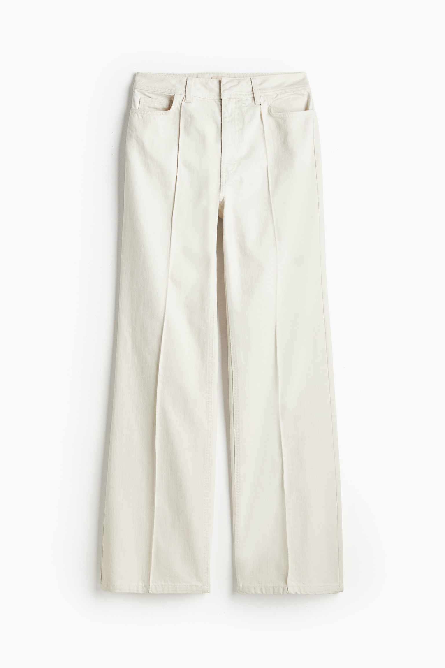 Flared crease-leg twill trousers - Cream/Dark beige - 1