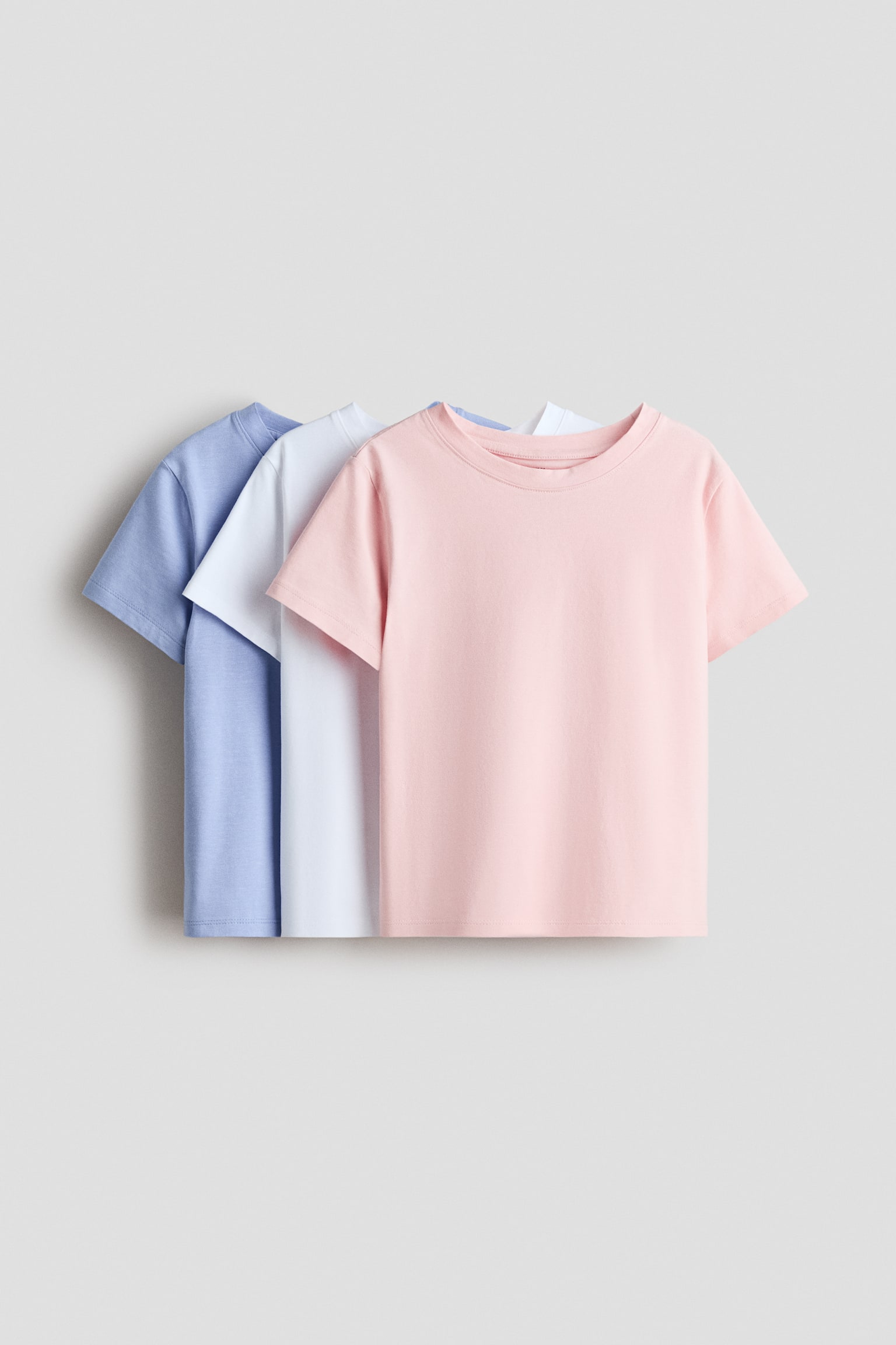 3-pack cotton tops - Light pink/White/Light blue/Light grey/Black/White/Light dusty blue - 1