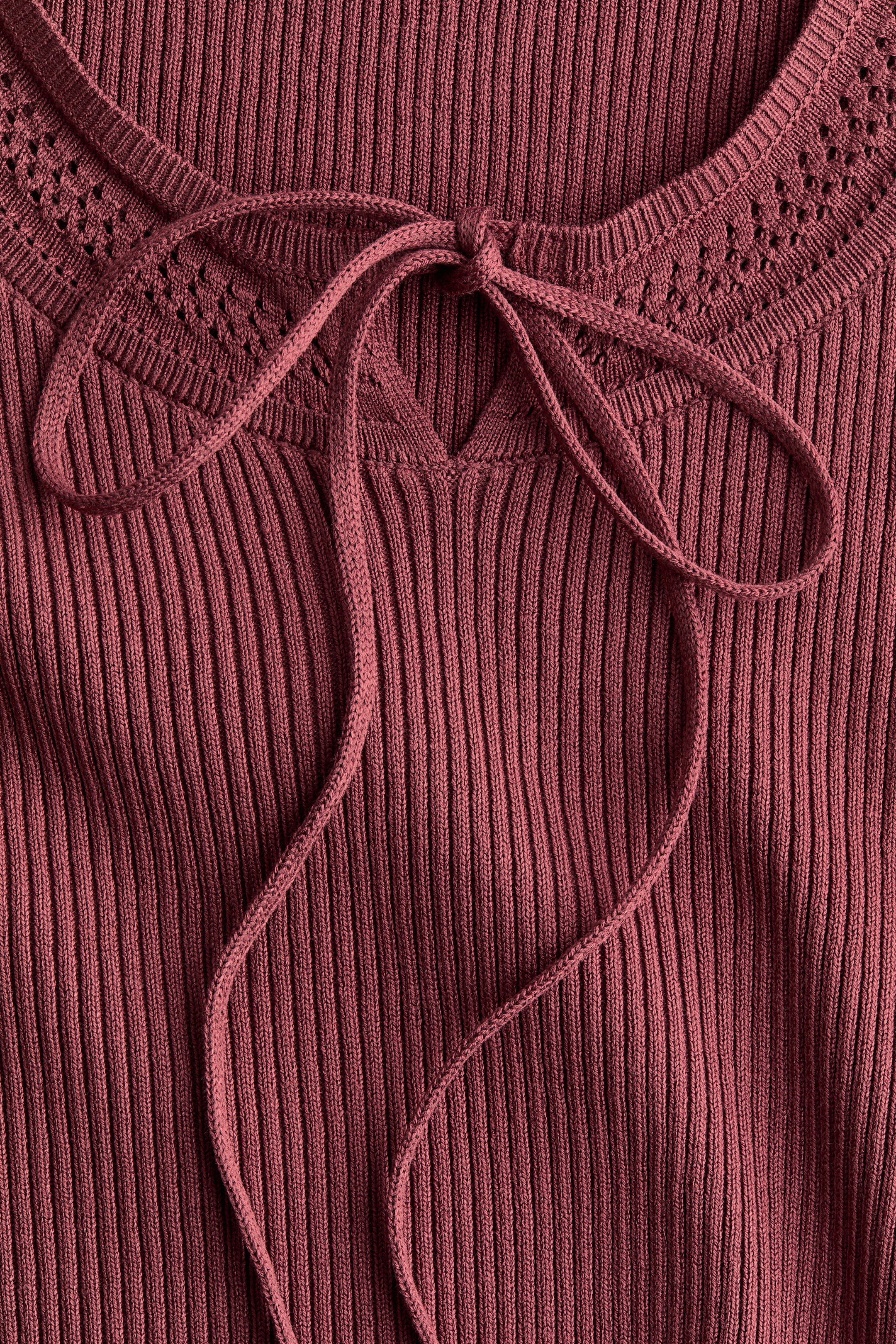 Tie-Detail Rib-Knit Top