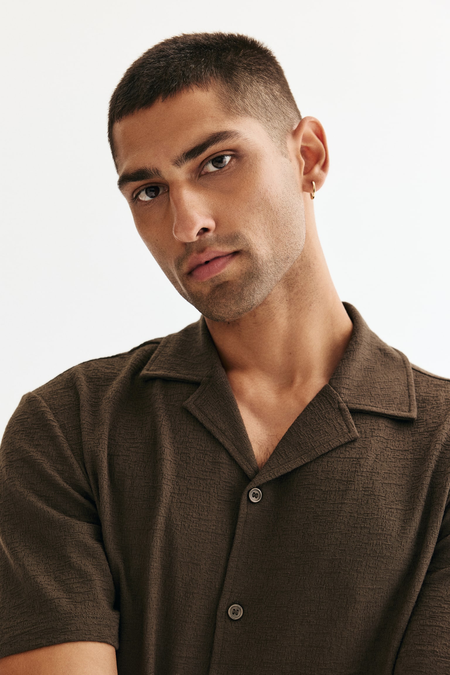 Áo sơ mi jersey cổ hai ve Regular Fit - Màu đen/Màu trắng/Màu xanh kaki đậm - 4