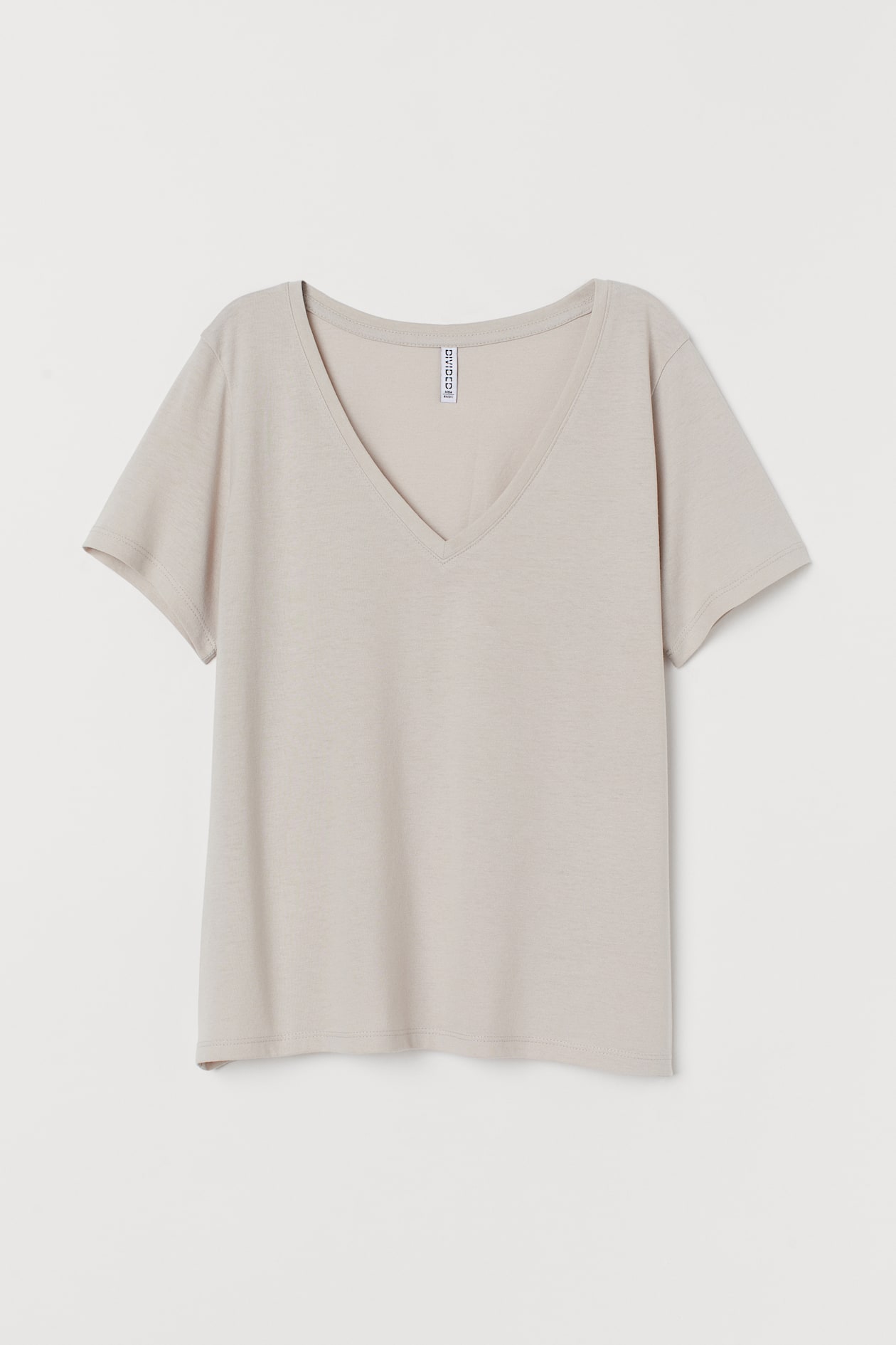 V-neck T-shirt - V-neck - Short sleeve - Taupe - Ladies | H&M US