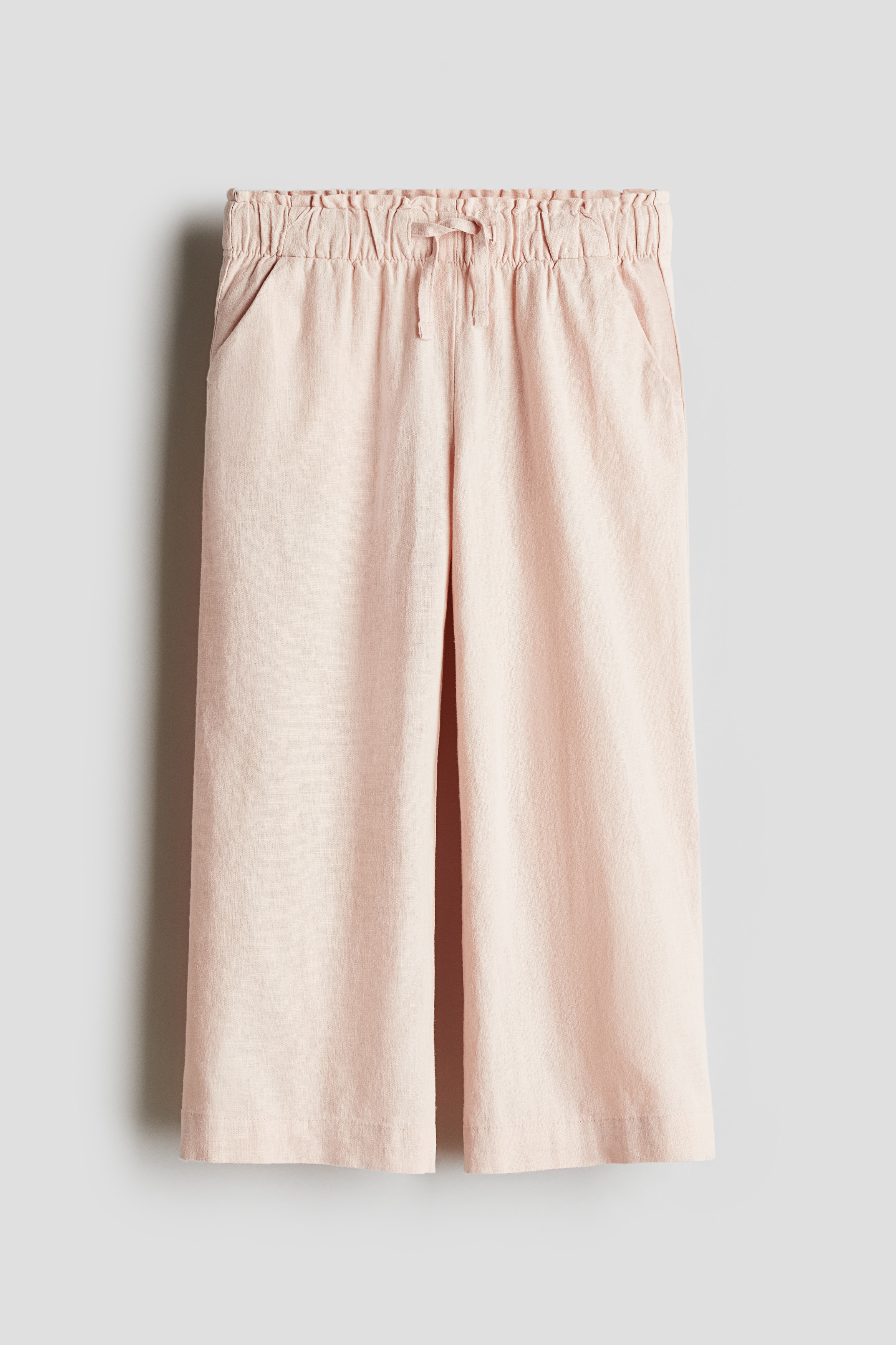 Pellavasekoitteiset housut - Vaalea persikanroosa