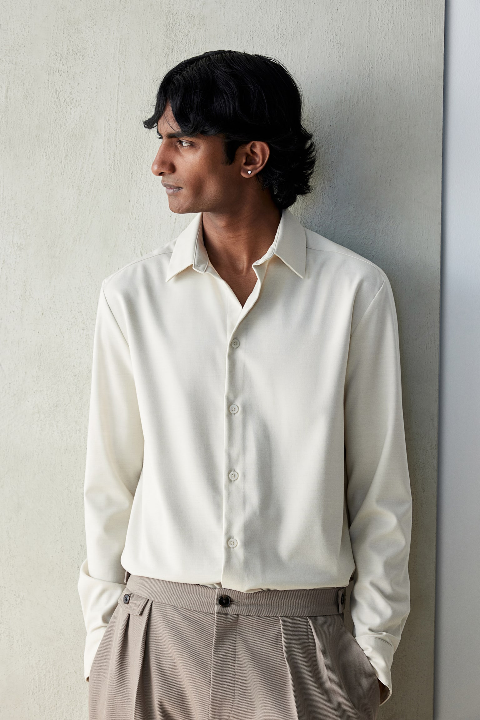 Regular Fit Twill shirt - White/Black/Dark grey/Beige/Navy blue - 1