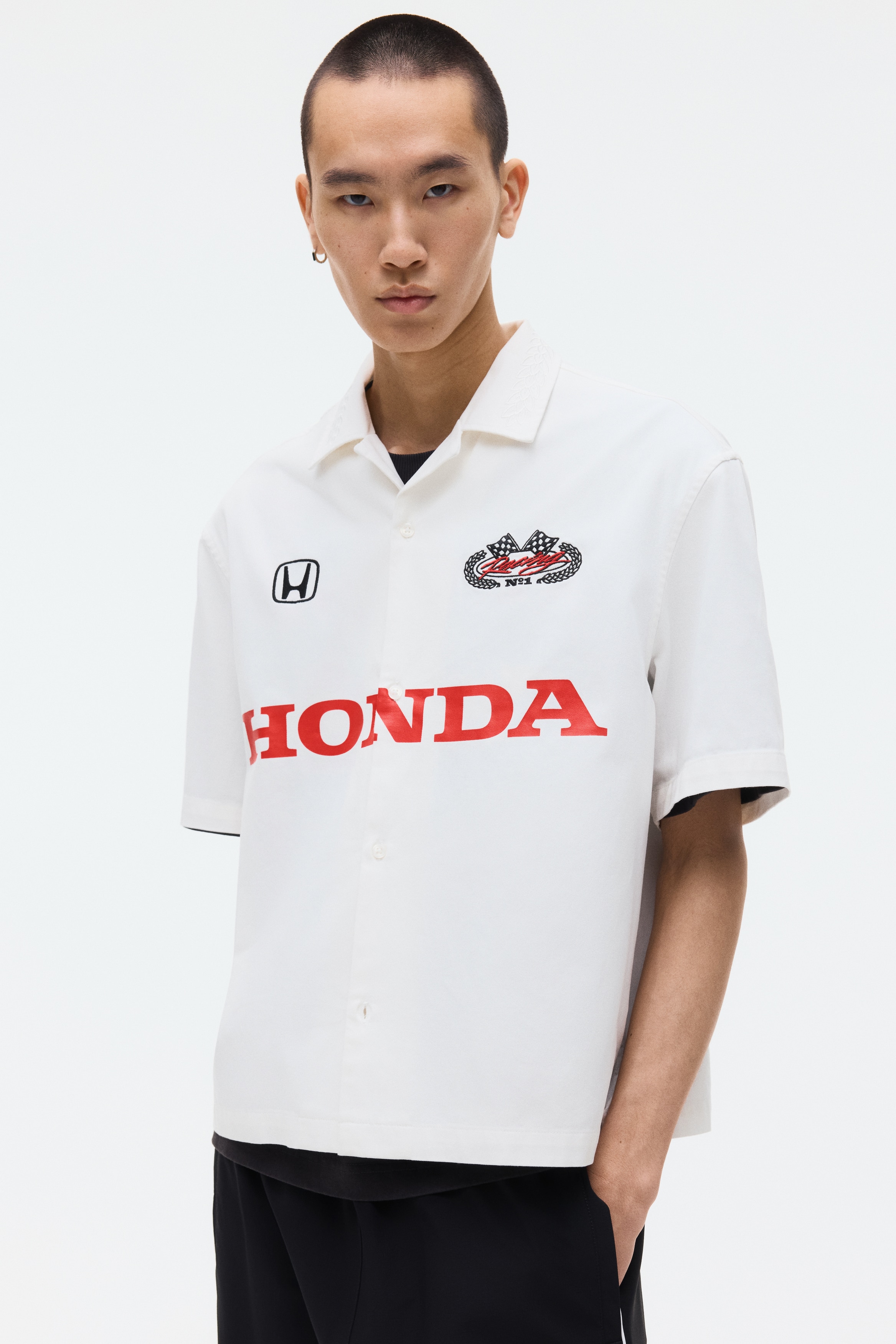 Pamučna košulja Relaxed Fit - Bela/Honda/Crna/Honda