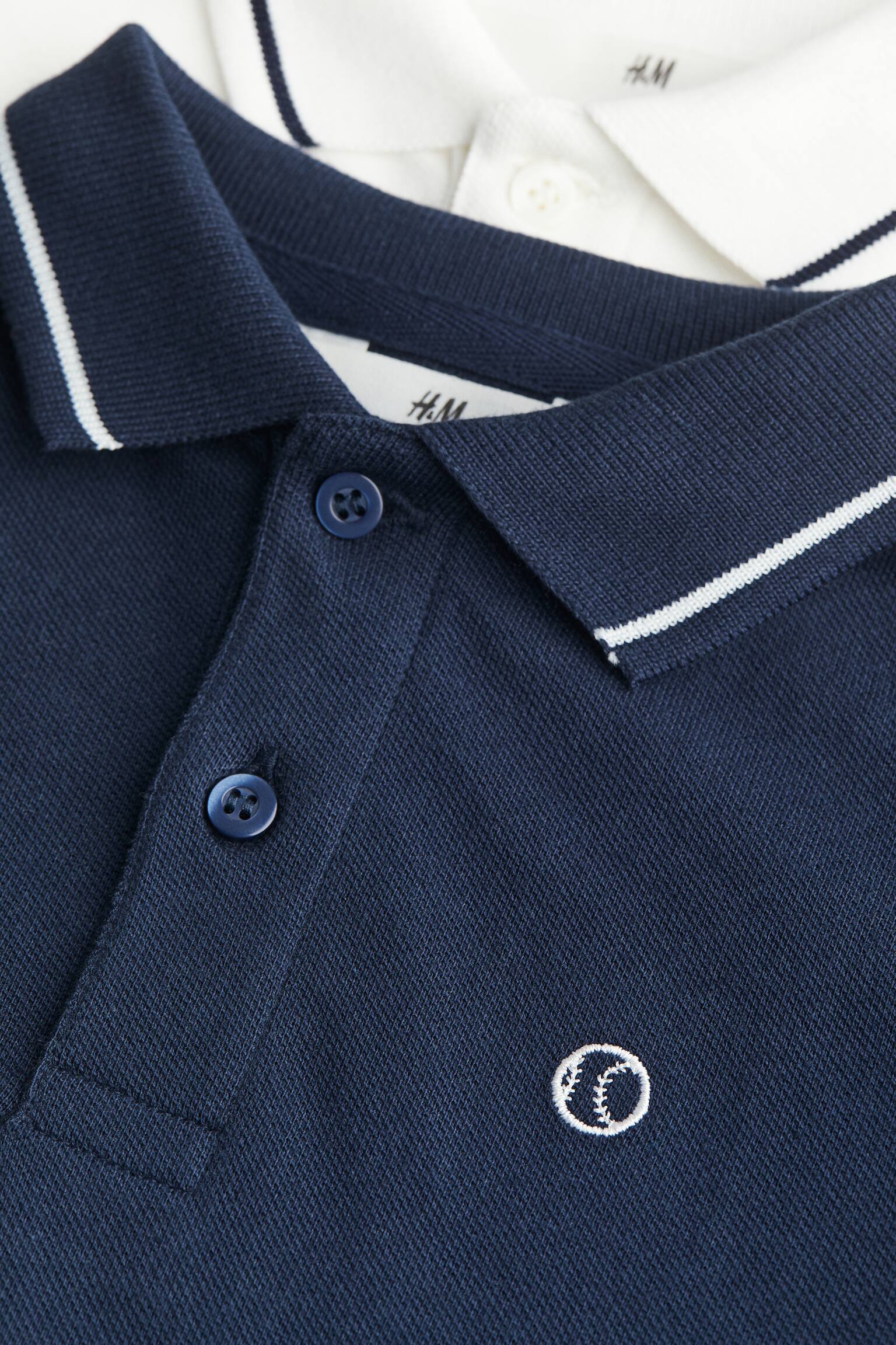 2-pack Piqué Polo Shirts - Navy blue/White - 2