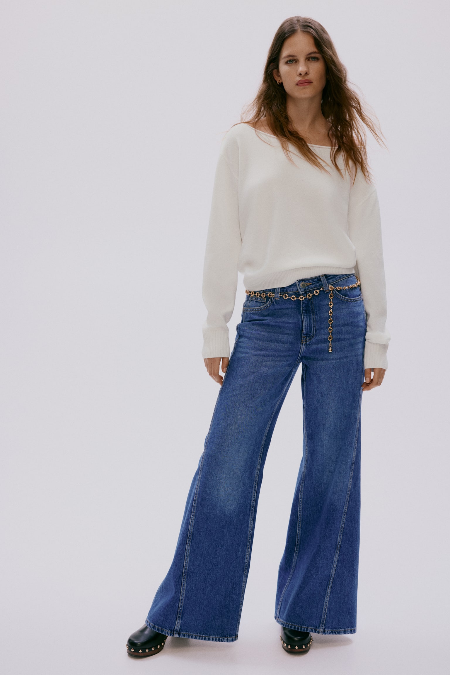 סוודר עם כתפיים חשופות - White/צהוב בהיר/ורוד בהיר/ירוק זית/כחול נייבי - 6