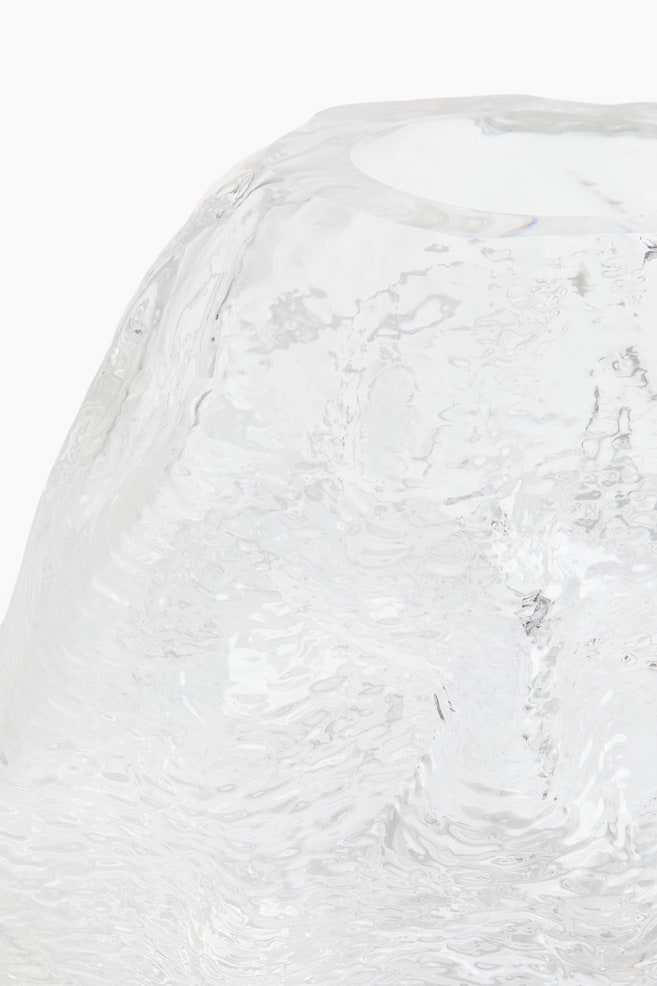 Small Textured Glass Vase - Transparent/Beige - 4