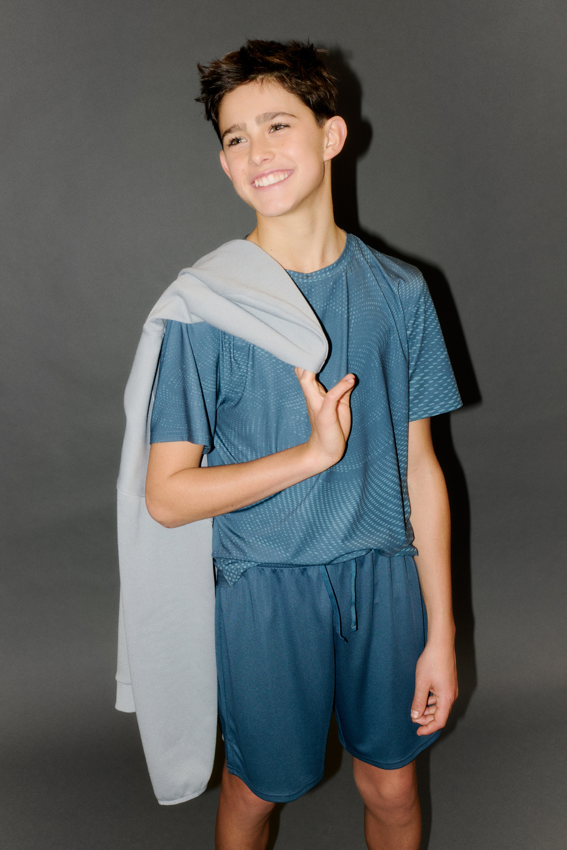 DryMove™ 2件組足球套裝 - 灰藍色/灰色/印花/黑色/印花