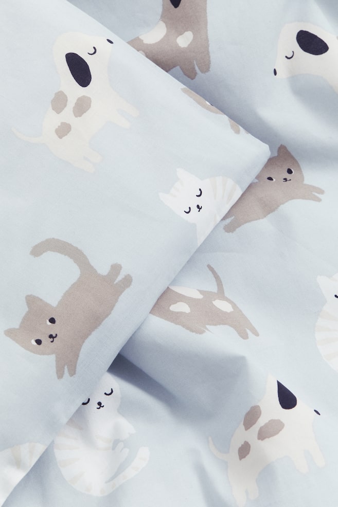 Cot duvet cover set - Light turquoise/Cats and dogs/Powder pink/Cats and dogs - 3