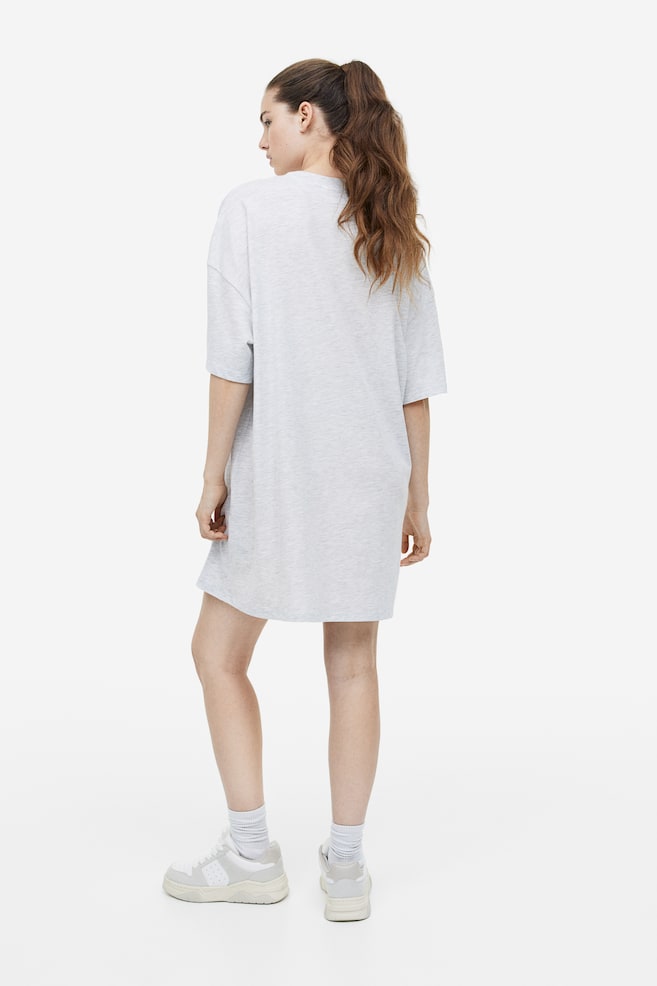 Oversized printed T-shirt dress - Light grey marl/Brooklyn/White/Surfin' Waves - 5