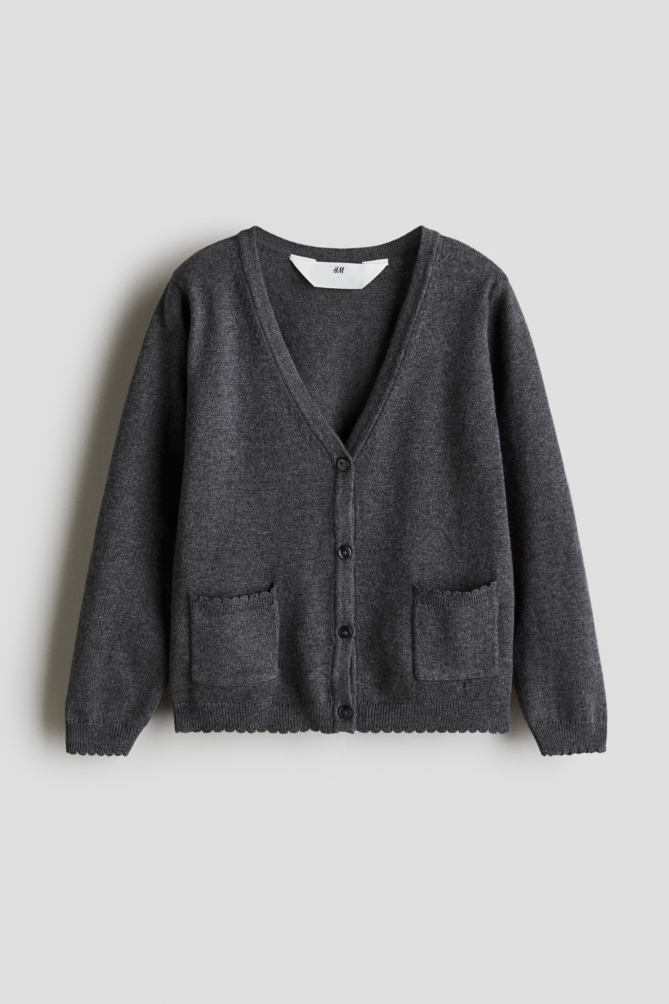 Cotton Cardigan - Dark gray melange/Dark blue