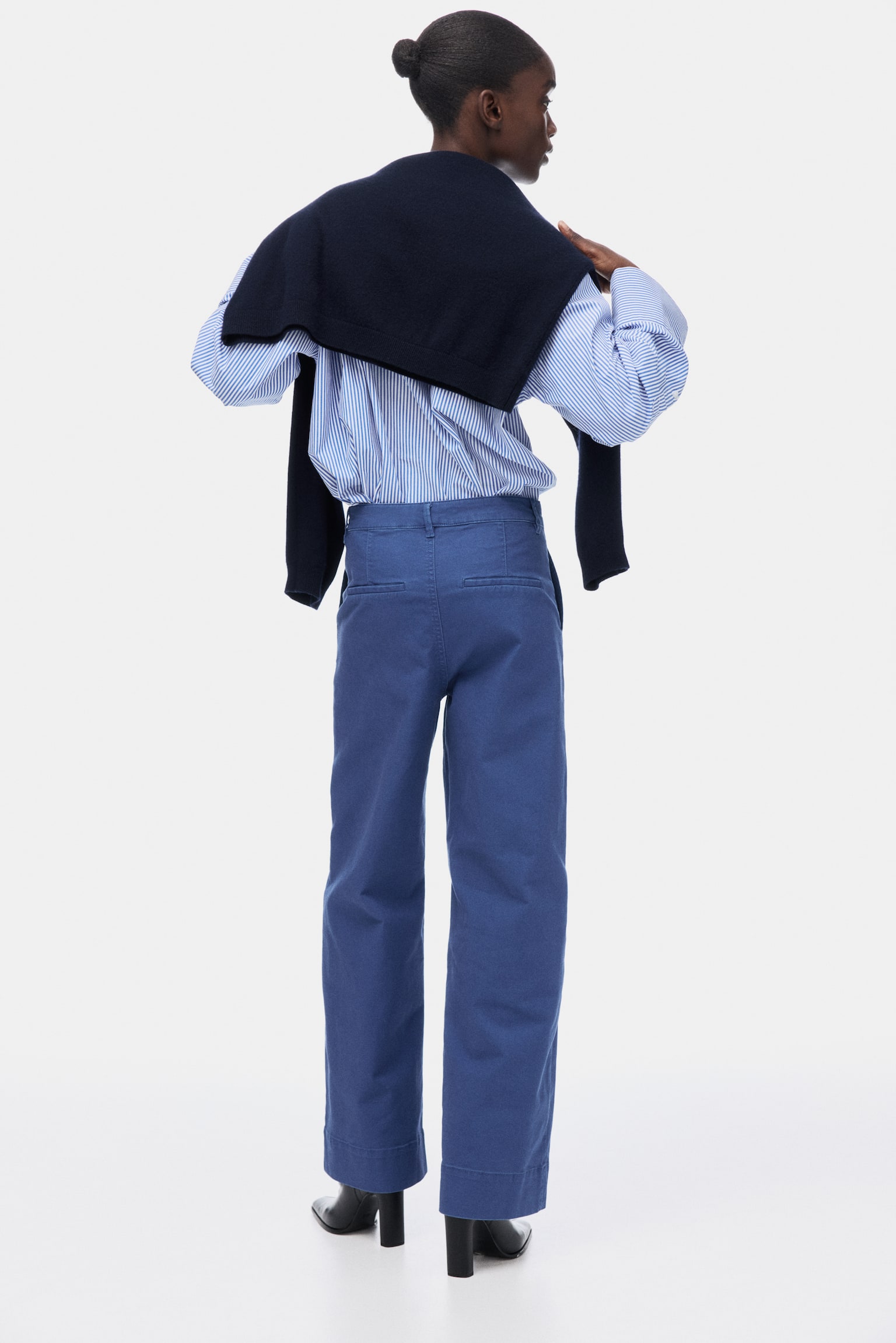 Cotton Canvas Pants - Blue/Beige - 3