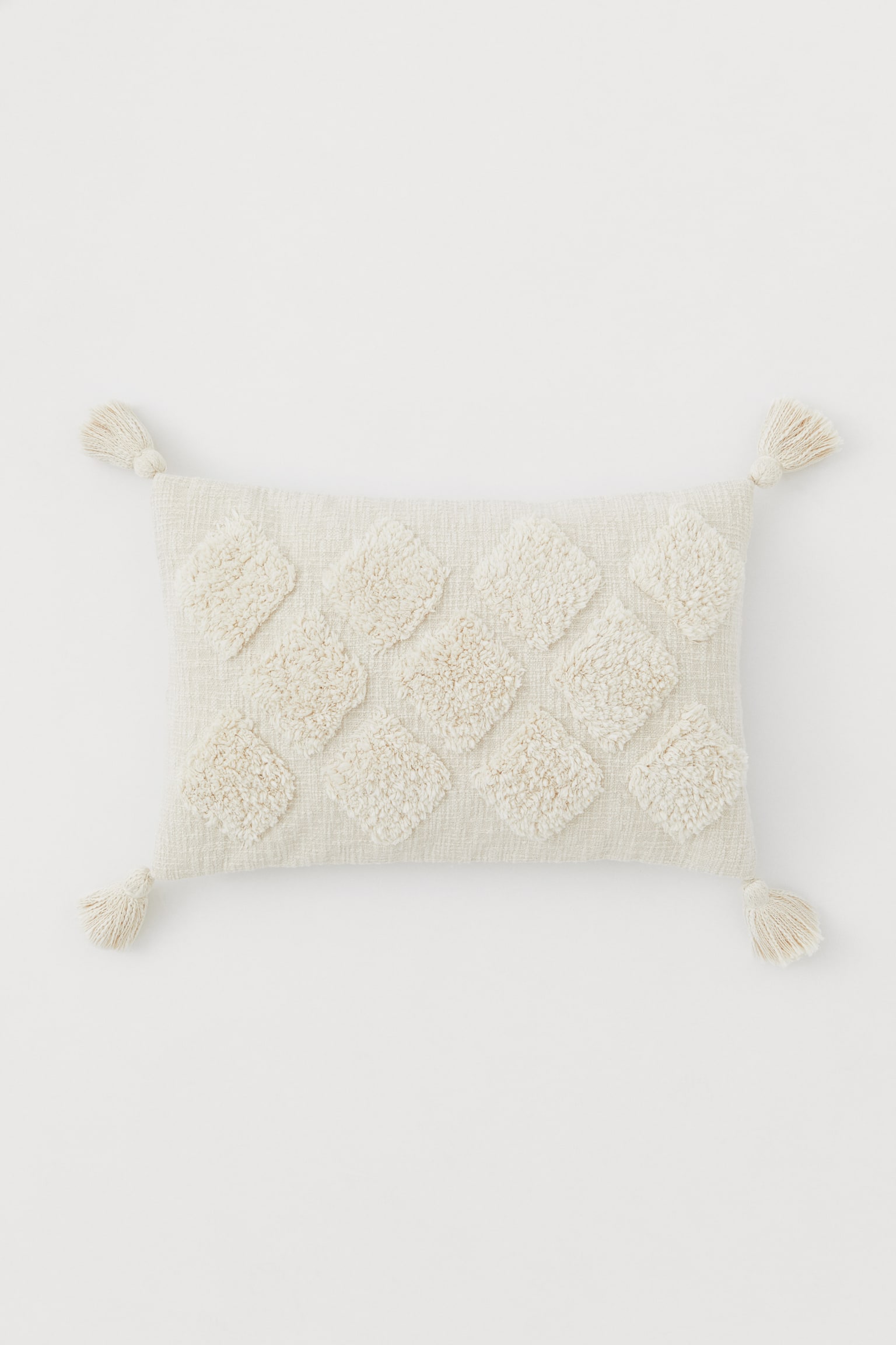 Tasselled cushion cover - Natural white - 4