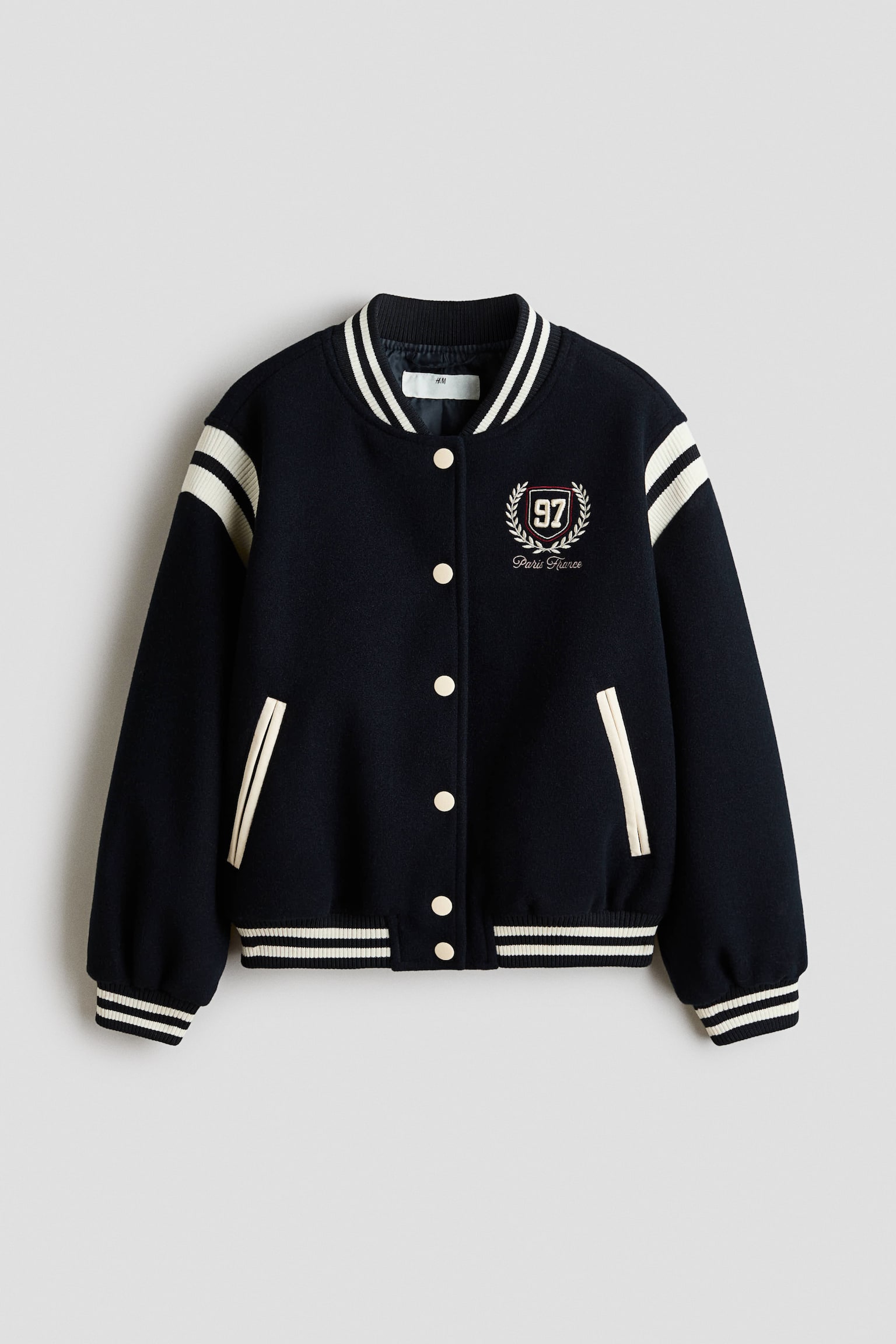 Motif-detail baseball jacket - Navy blue/97