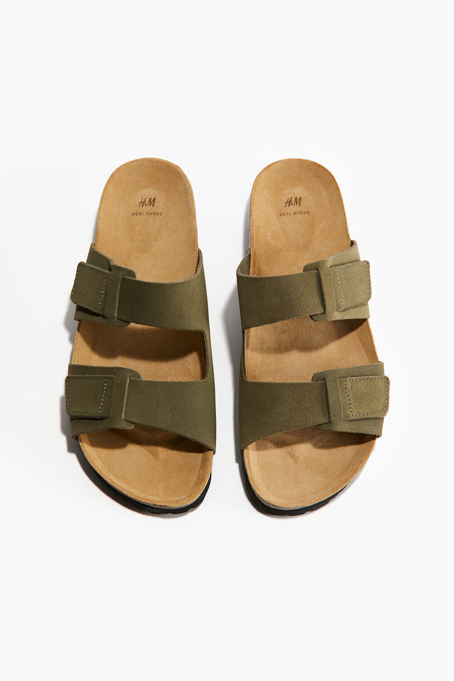 Suede Slides - Khaki green/Beige - 3