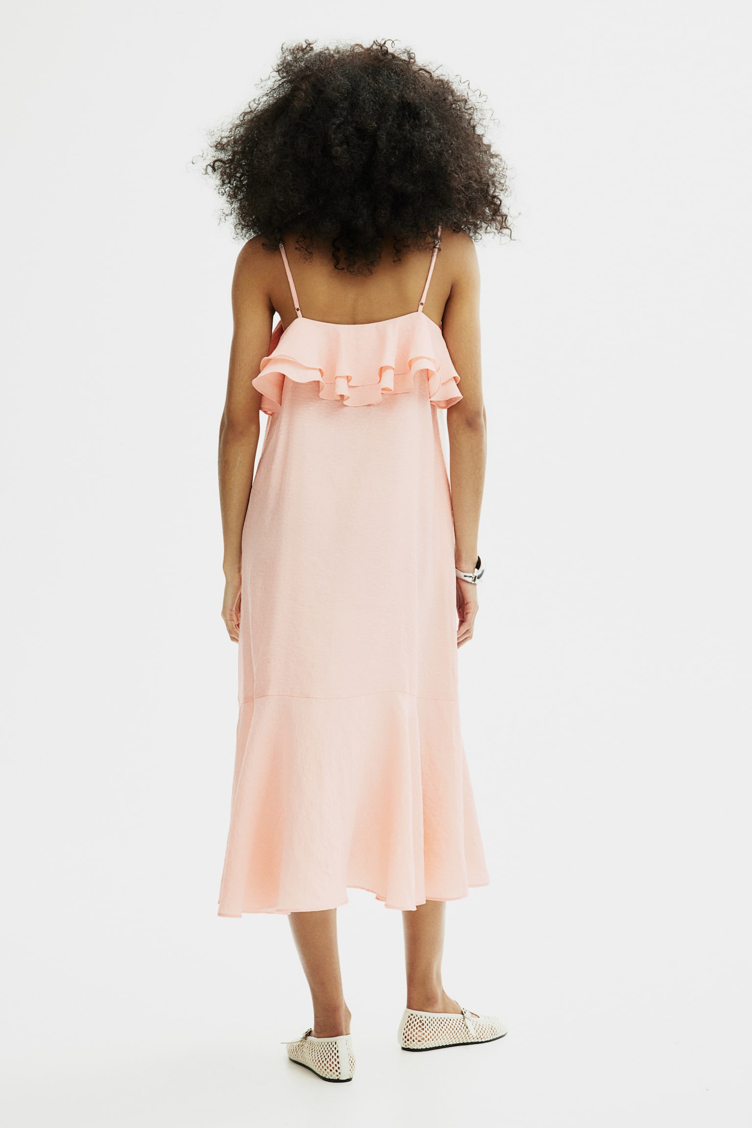 Flounce Top Strappy Dress - Light pink - 4