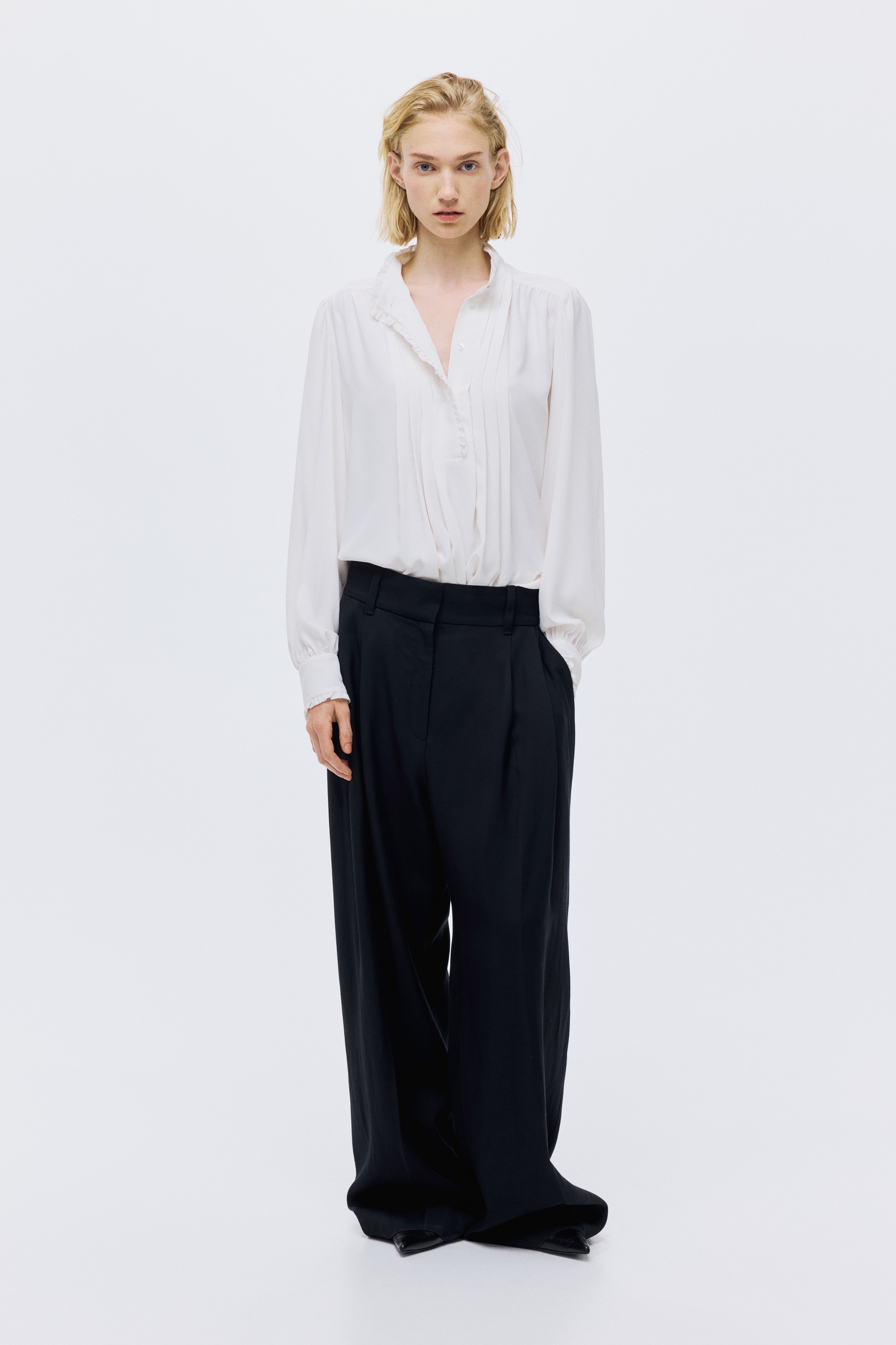 Frill-trimmed blouse