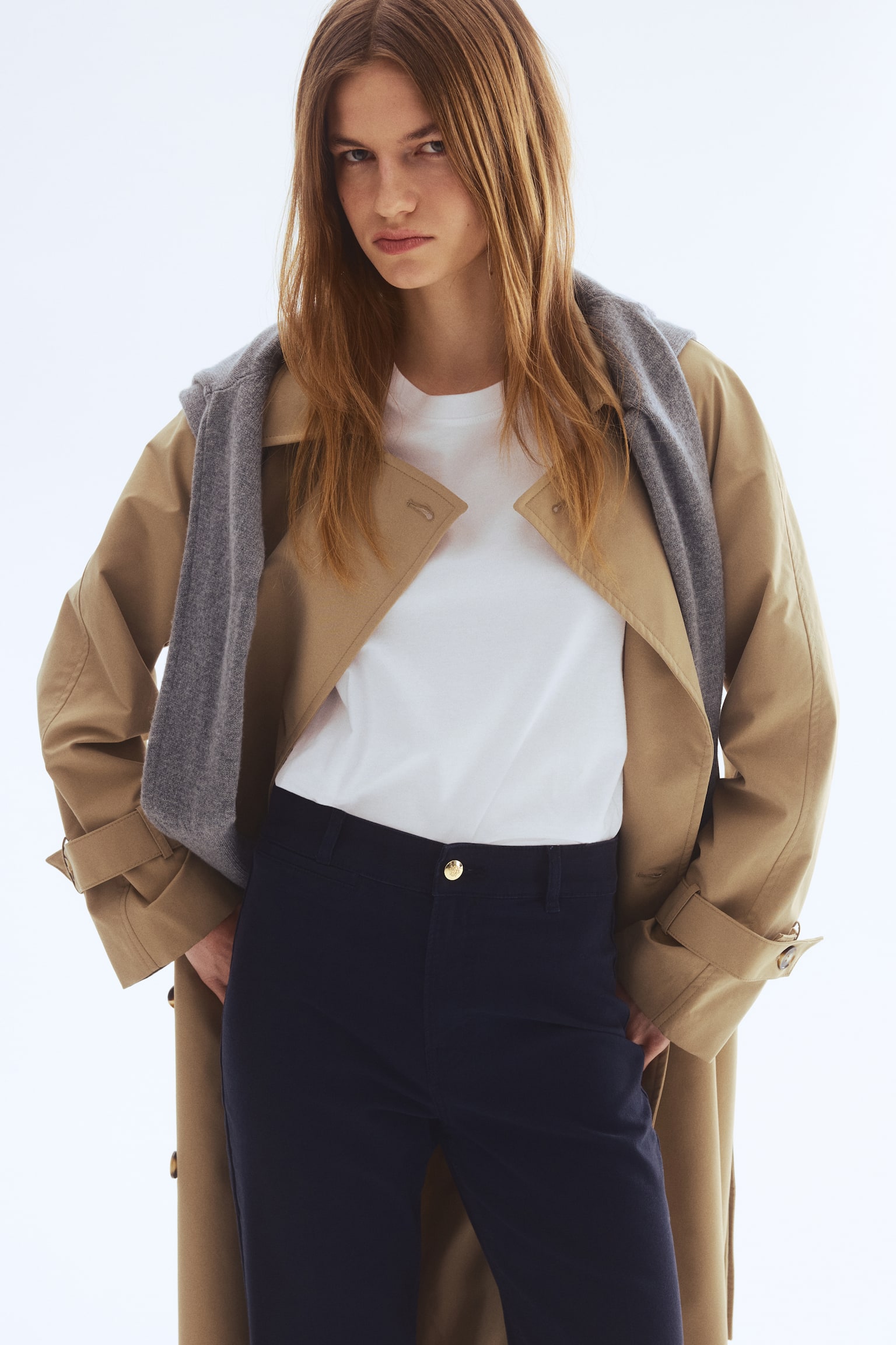 מכנסי קנבס מתרחבים - כחול נייבי - 4