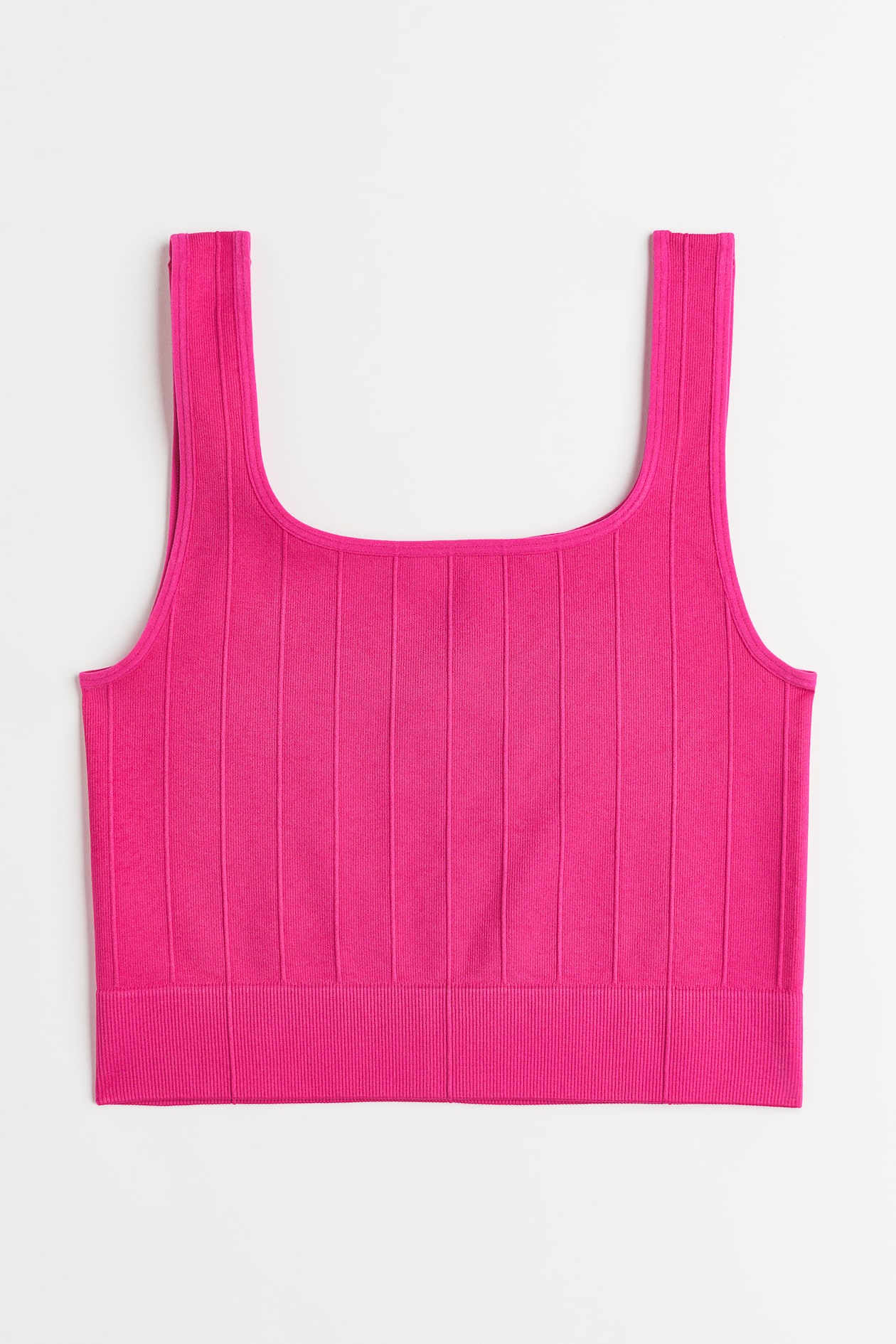 Seamless Cropped sports top - Square neckline - Sleeveless - Cerise ...