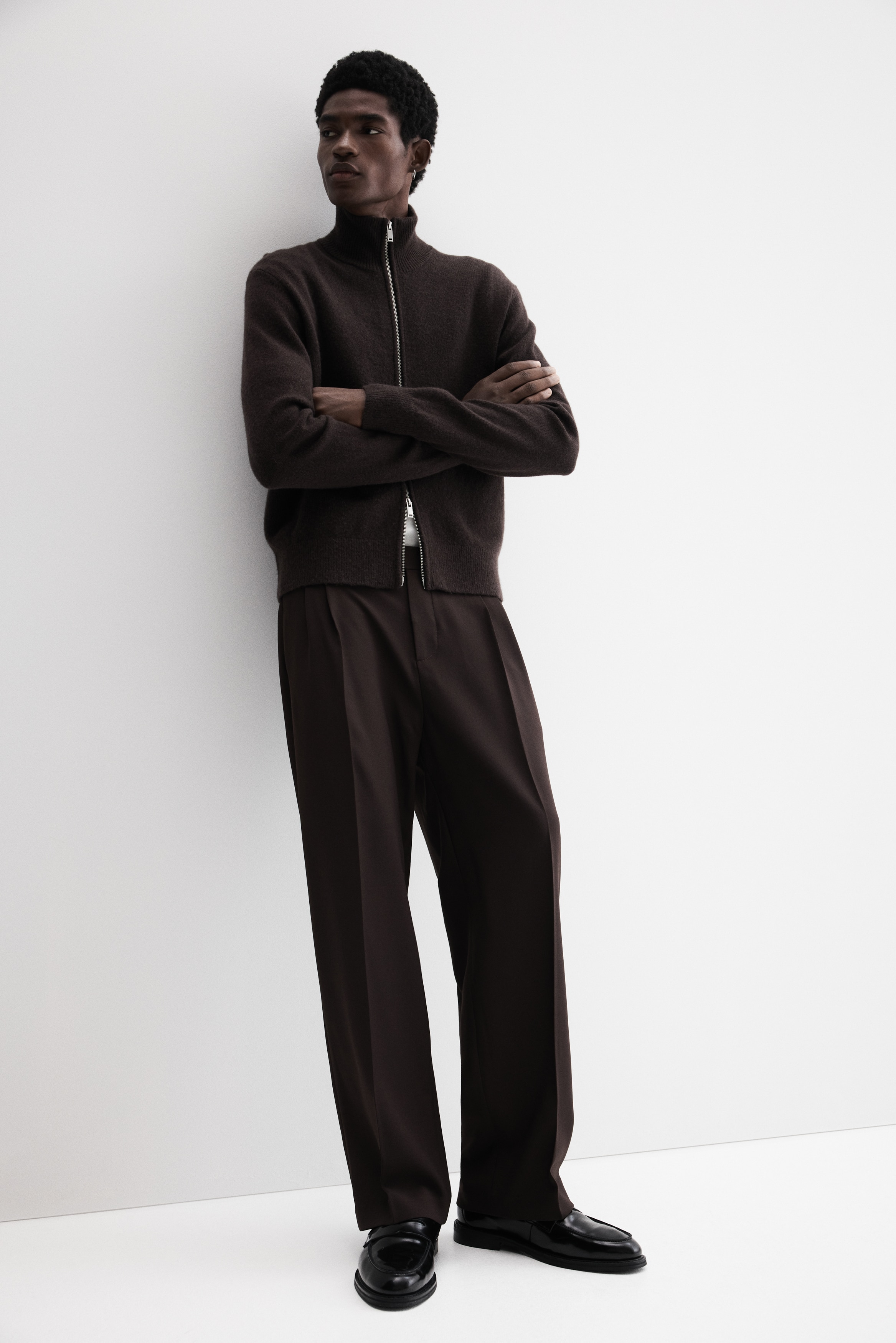Regular Fit Wool zip-through cardigan