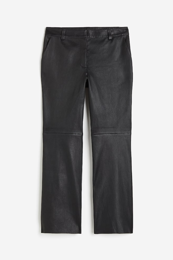 Flared leather trousers - Black/Greige - 2