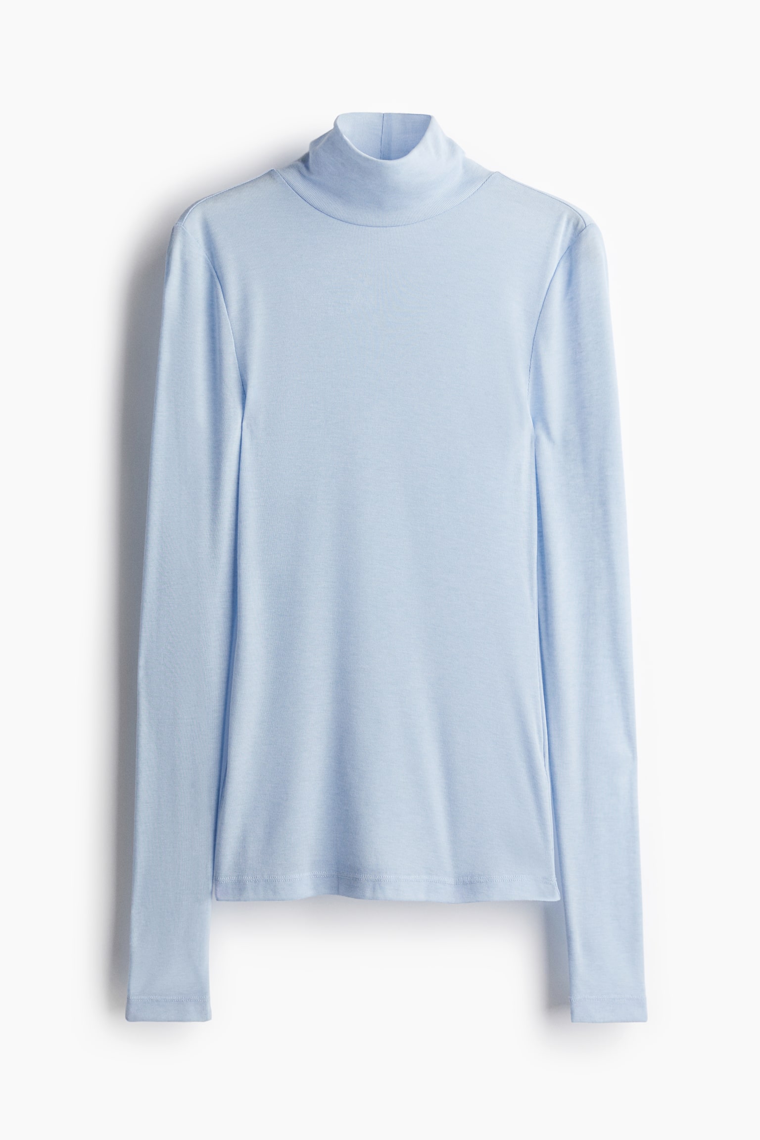 Modal-blend polo-neck top - Light blue/Black/Striped/Dark grey marl - 2