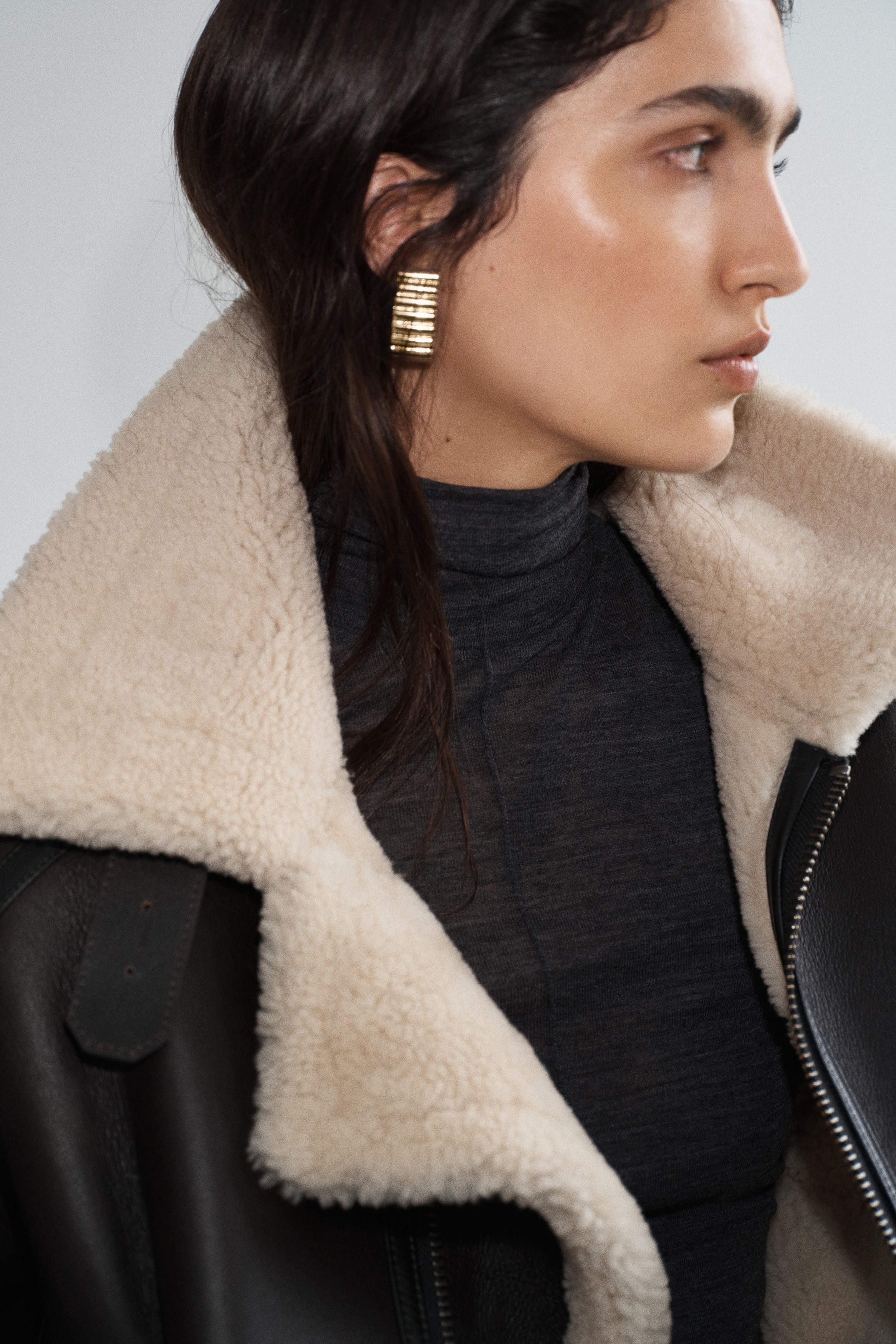 Fluted two-tone earringsModel